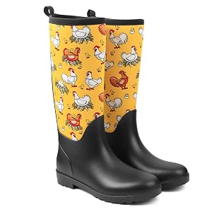DKSUKO Women Rain Boots Waterproof Rubber Short Mid Calf Pull on Snow Mud Shoes