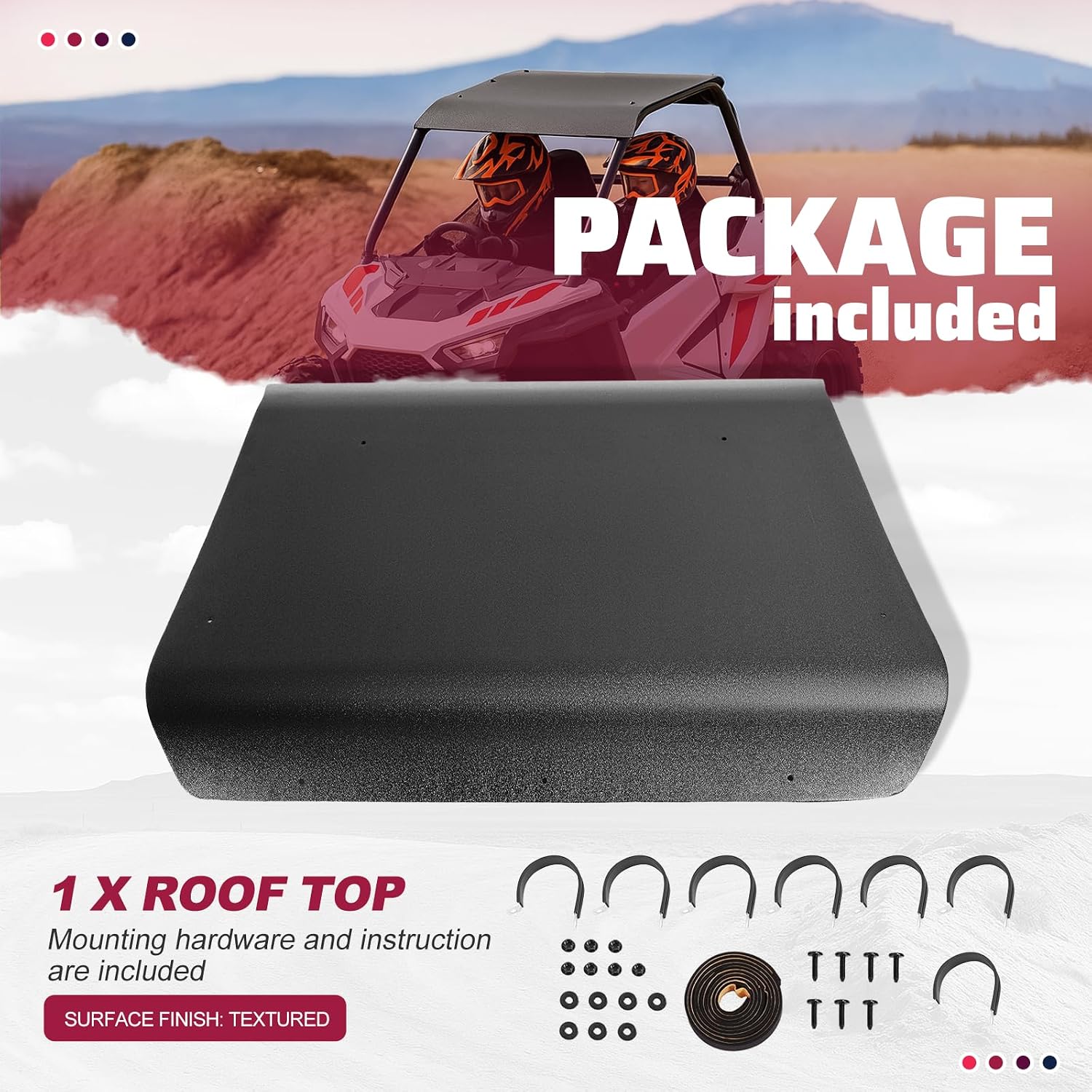 Hard Roof Top Compatible with Polaris RZR 200 EFI 2022-2025 2024 2023 Replacement for 2889739 Plastic Black Textured UTV Roof Accessories (Hardware/Seal Strip/Instruction Inlcuded)