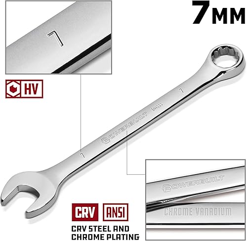 Vista 44 de Powerbuilt Alltrade Powerbuilt 644110 - Llave combinada pulida con espejo métrico de 0.236 in, color plateado