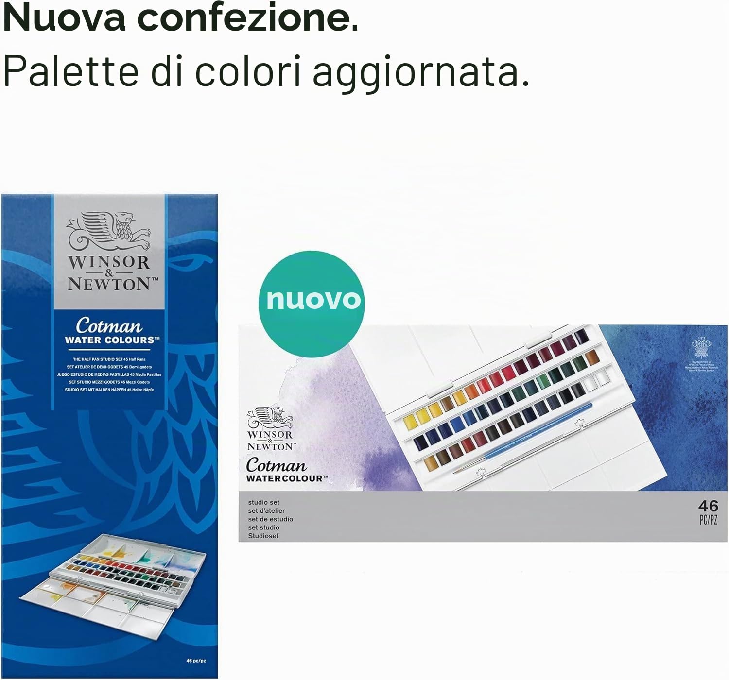 Winsor & Newton Set di acquerelli Cotman studio Half pan – include Integral palette