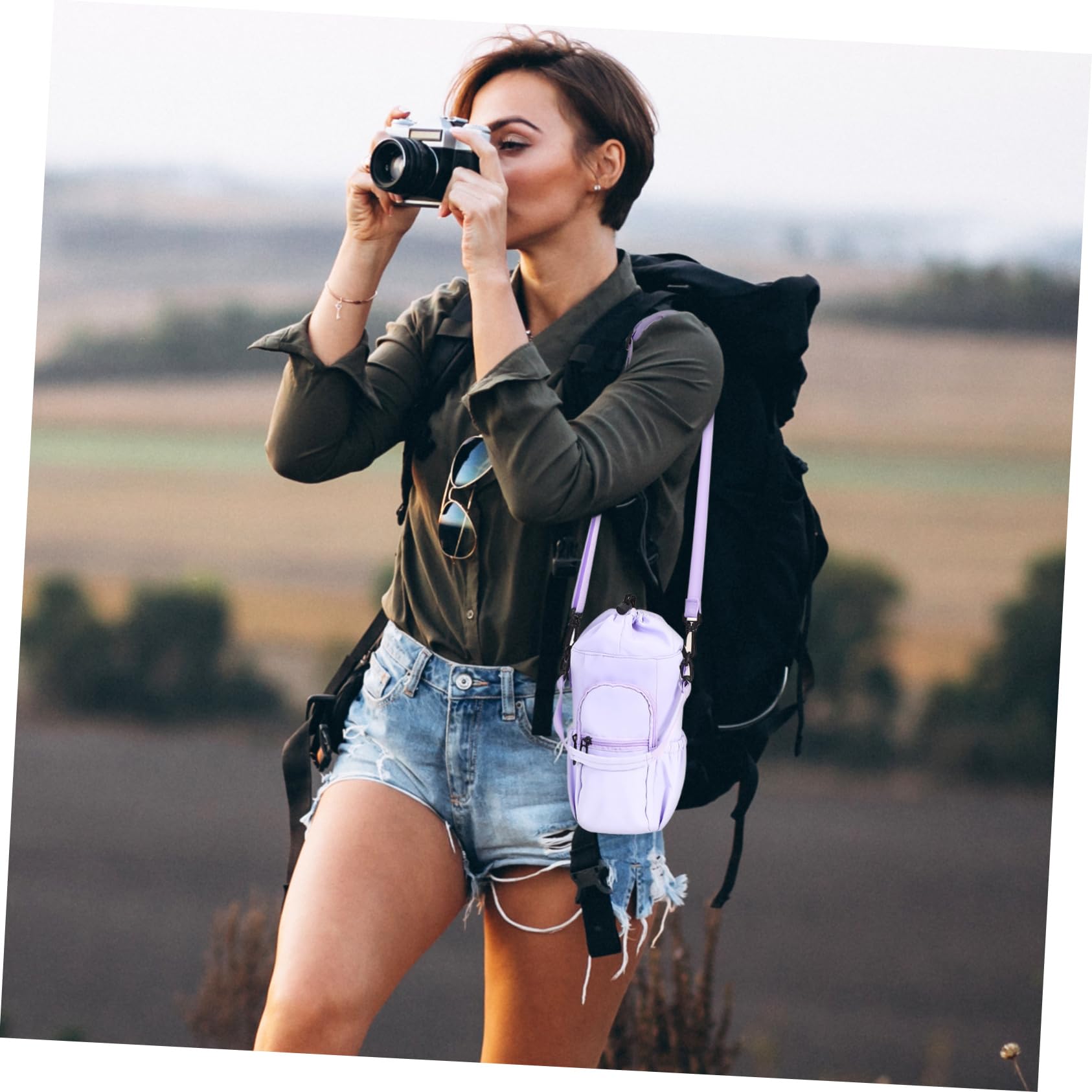 Mipcase 3pezzi Tracolla Pouch Per Bottiglie Per Escursioni e Scomparto Versatile