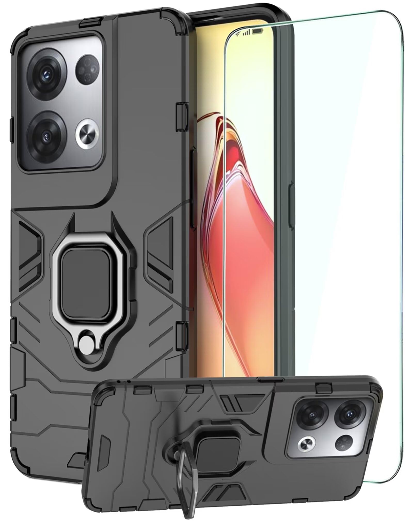 Coque Hybride Armure Aluminium Luxe Pour OPPO Reno 8 / 8 Pro - HFICY - Neuf Avec Verre Trempé