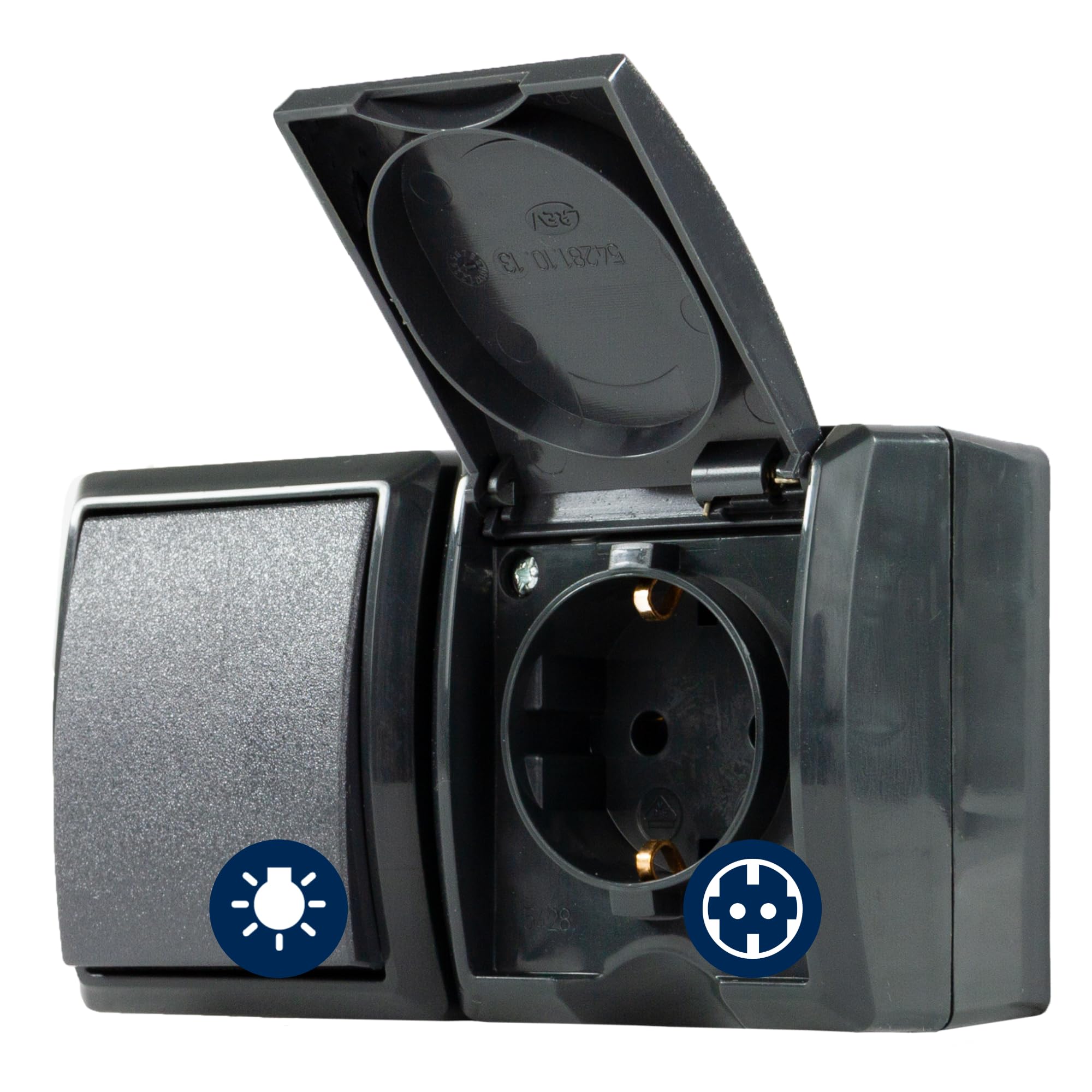 REV AquaForm - Interruptor combinado de A/W, IP44, bipolo, superficie de superficie, color antracita
