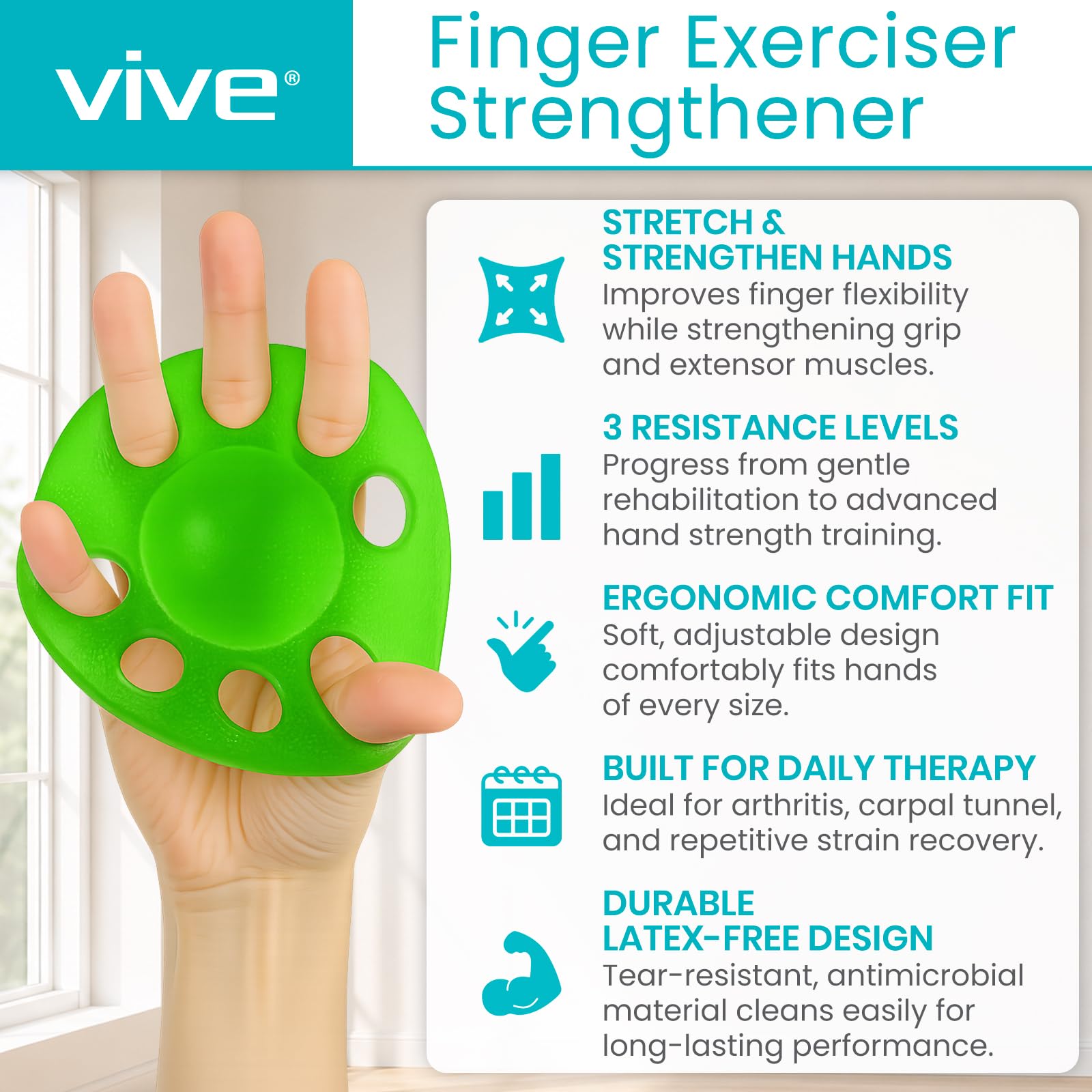 Vive Finger Exerciser Strengthener (3 Pack) - Hand Therapy Equipment — Amazon image 2