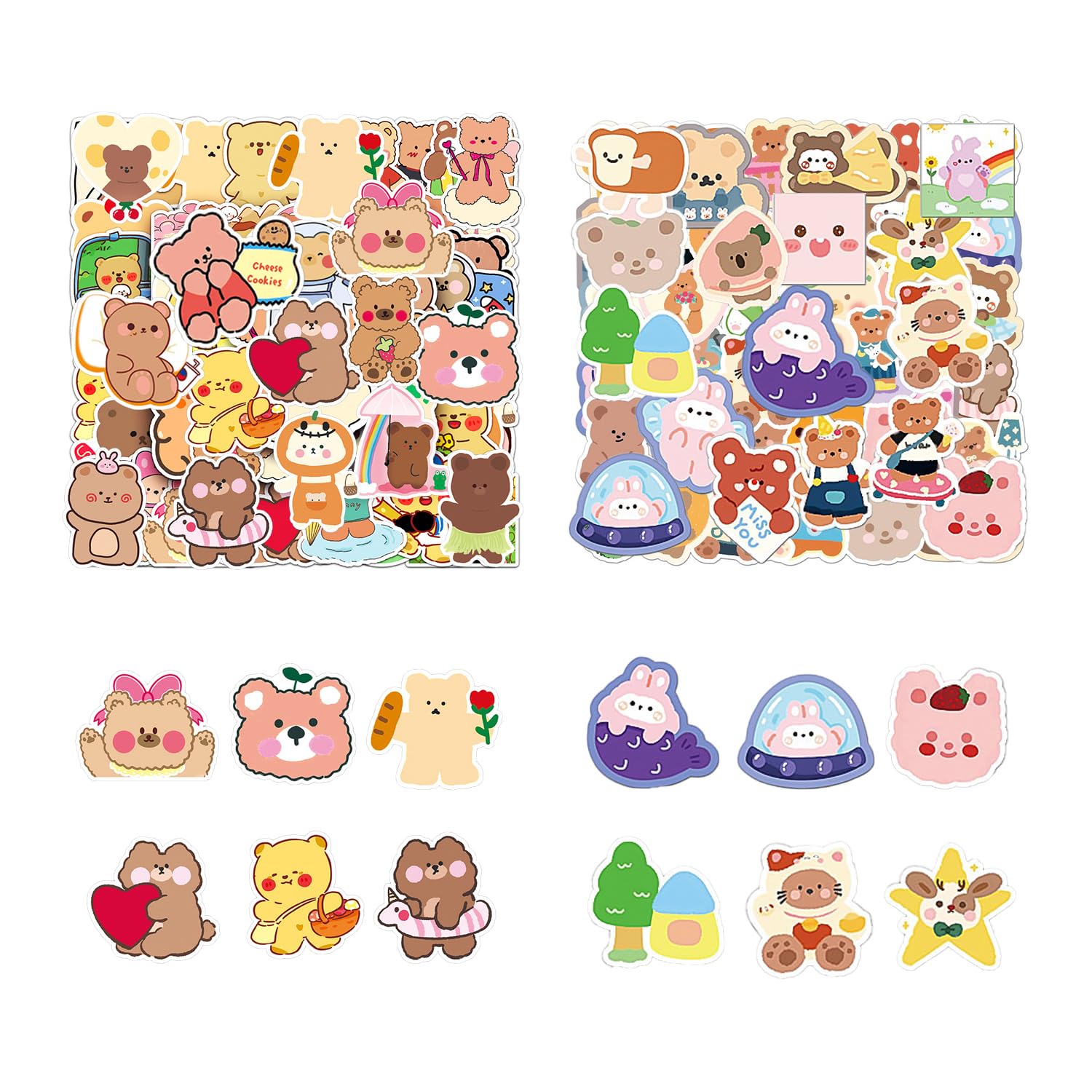 CYNOSURETECH 100 Bear Graffiti Stickers, Cute Cartoon Stickers, Waterproof Stickers, Can Be Used To Decorate Luggage, Bicycles, And Computers
