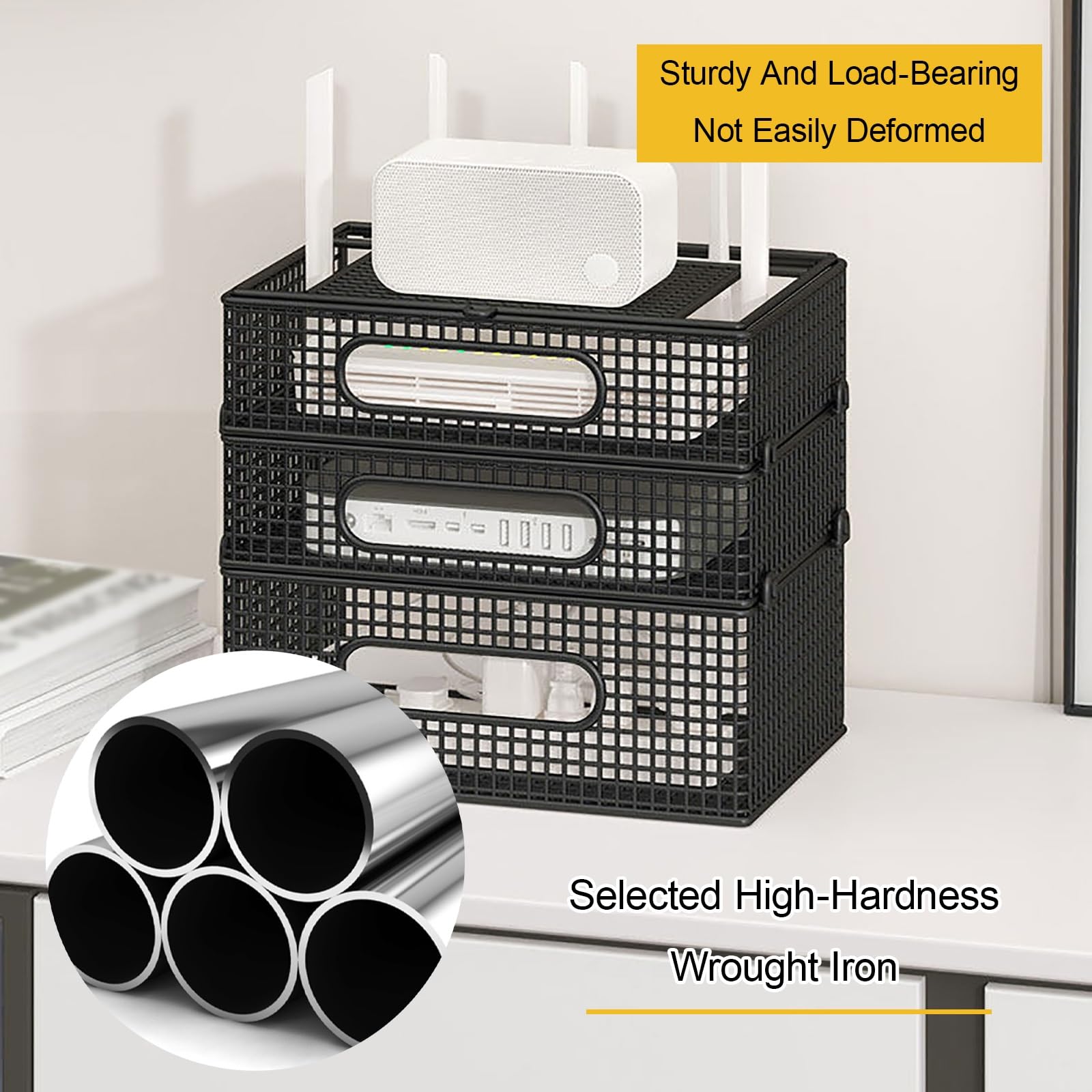 Scatola nascosta per router WiFi, armadietto di archiviazione per router multimediale, organizer per gestione dei cavi della ciabatta, design con clip per un facile smontaggio, non si deforma