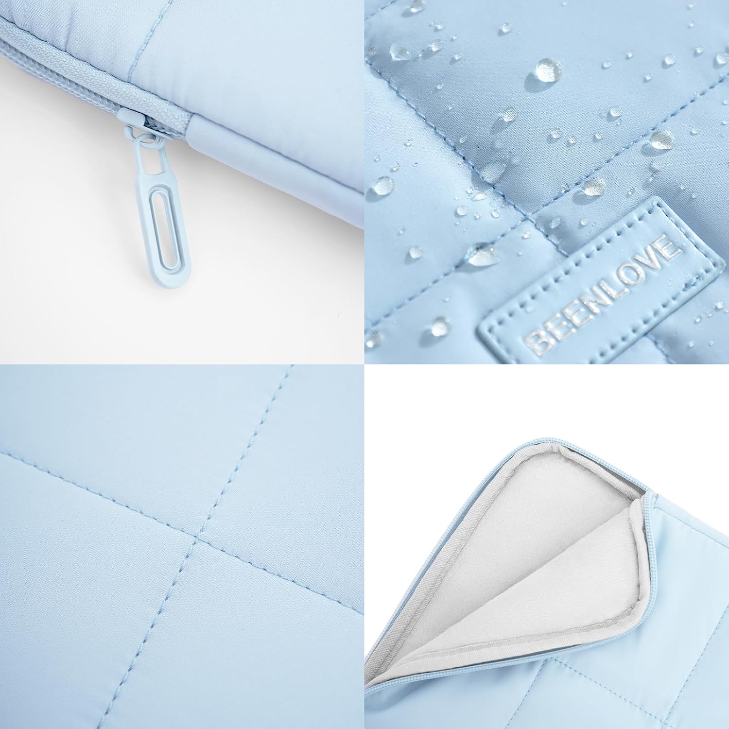 Puffy Laptop Sleeve 15-16 Inch Matte Blue, Waterproof Carrying Case Bag for Women, Fluffy Computer 15.6 HP Case, Compatible with MacBook Pro 16 Inch, MacBook Air M2 M1, Asus/Dell XPS/Lenovo