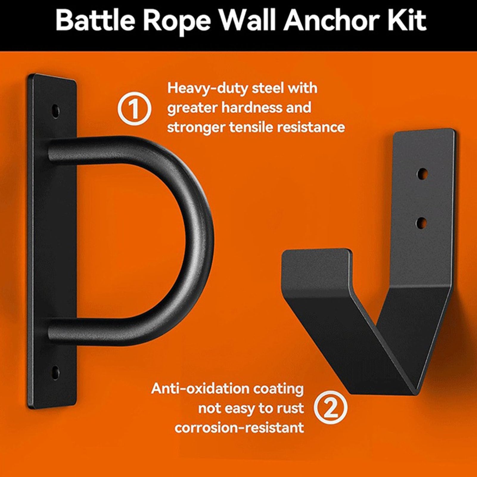 Cosiki Battle Rope Wall Mount Rack, Stable Steel Design (Acciaio)