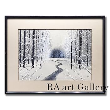 Amazon.co.jp: 加山又造 雪 風景画 雪景色 冬 額装 日本画家 木