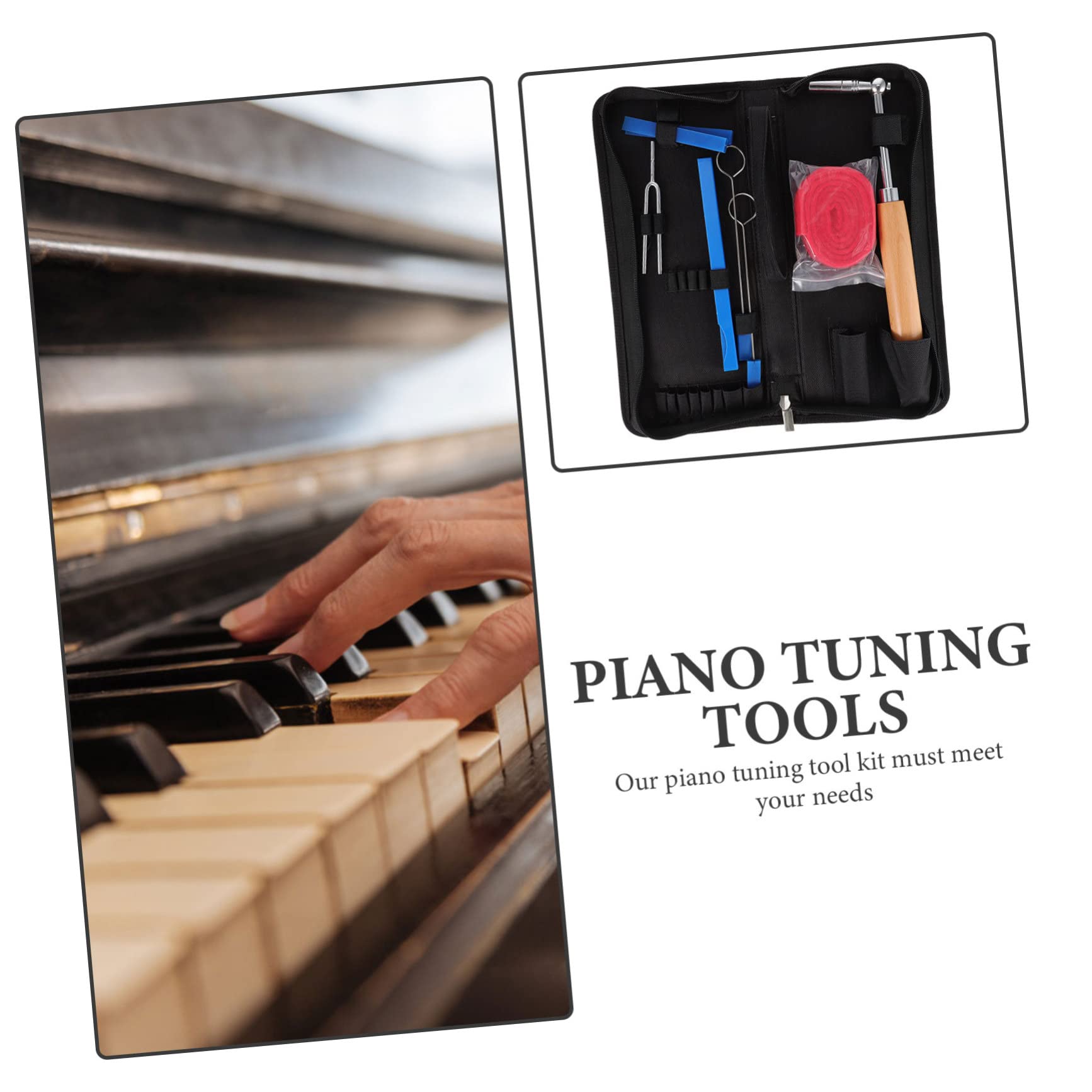Herramientas de Afinación de Piano 1 Juego, Kit de Ajuste | Silenciadores de Varillas y Tira de Temperamento, Negro, Acero, Madera, Nylon, Goma