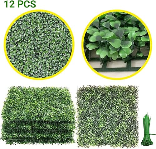 Miniatura 2 de ZXMOTO Paneles de seto de boj artificiales de 20 x 20 pulgadas, 12 paneles de boj artificiales, plantas de seto topiario, decoración de pared de
