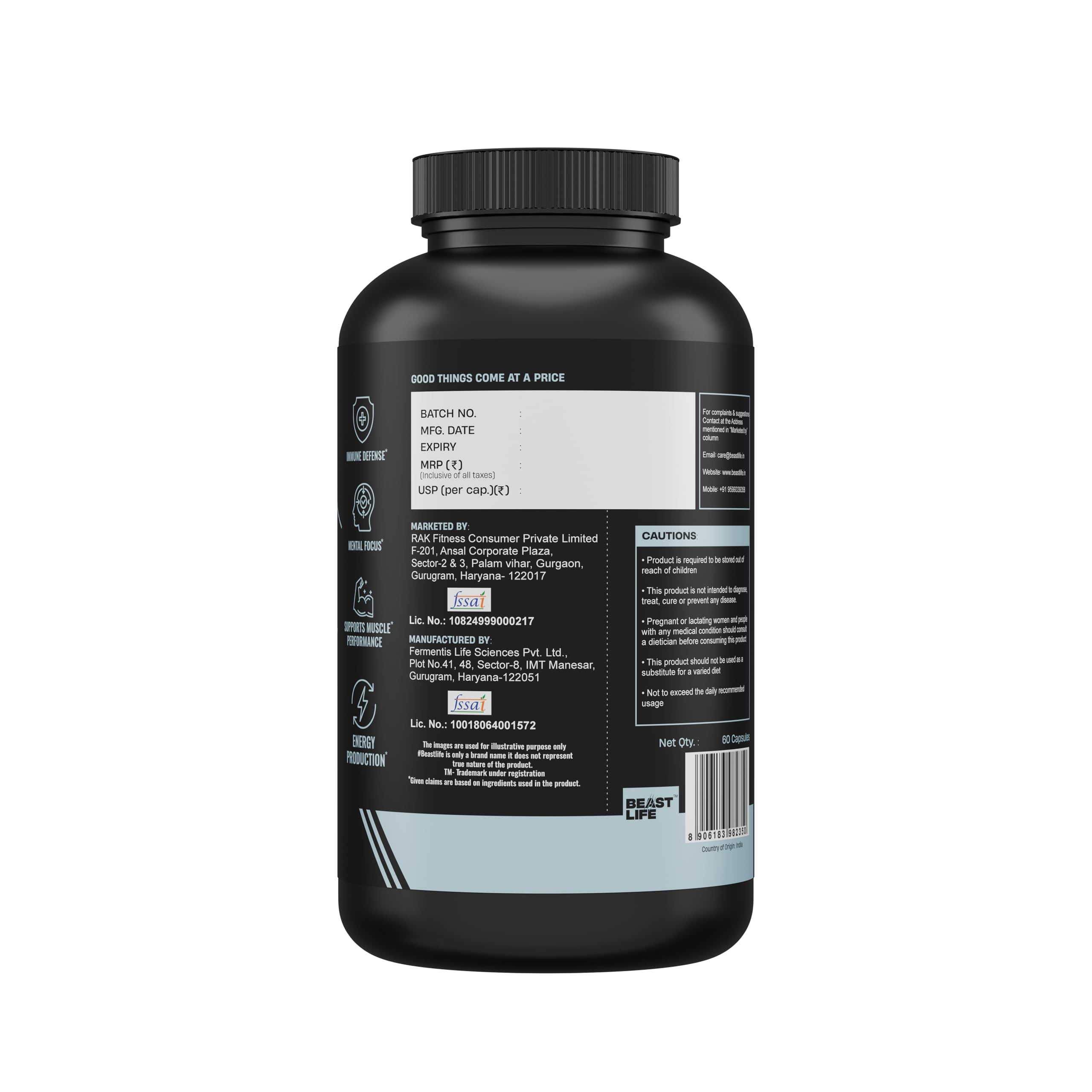 BeastLife Liposomal ZMA | Zinc Magnesium Aspartate Capsules | Ultra Absorption | Muscle Repair, Sleep Quality, Stress & Mood Balance | Metabolic & Immune Support | 60 Capsules