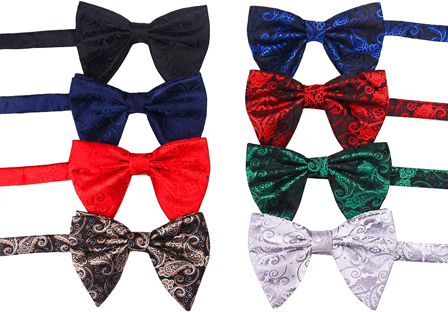 Mens Oversized Paisley Bow Tie Jacquard Tuxedo Pre-Tied Big Bowtie
