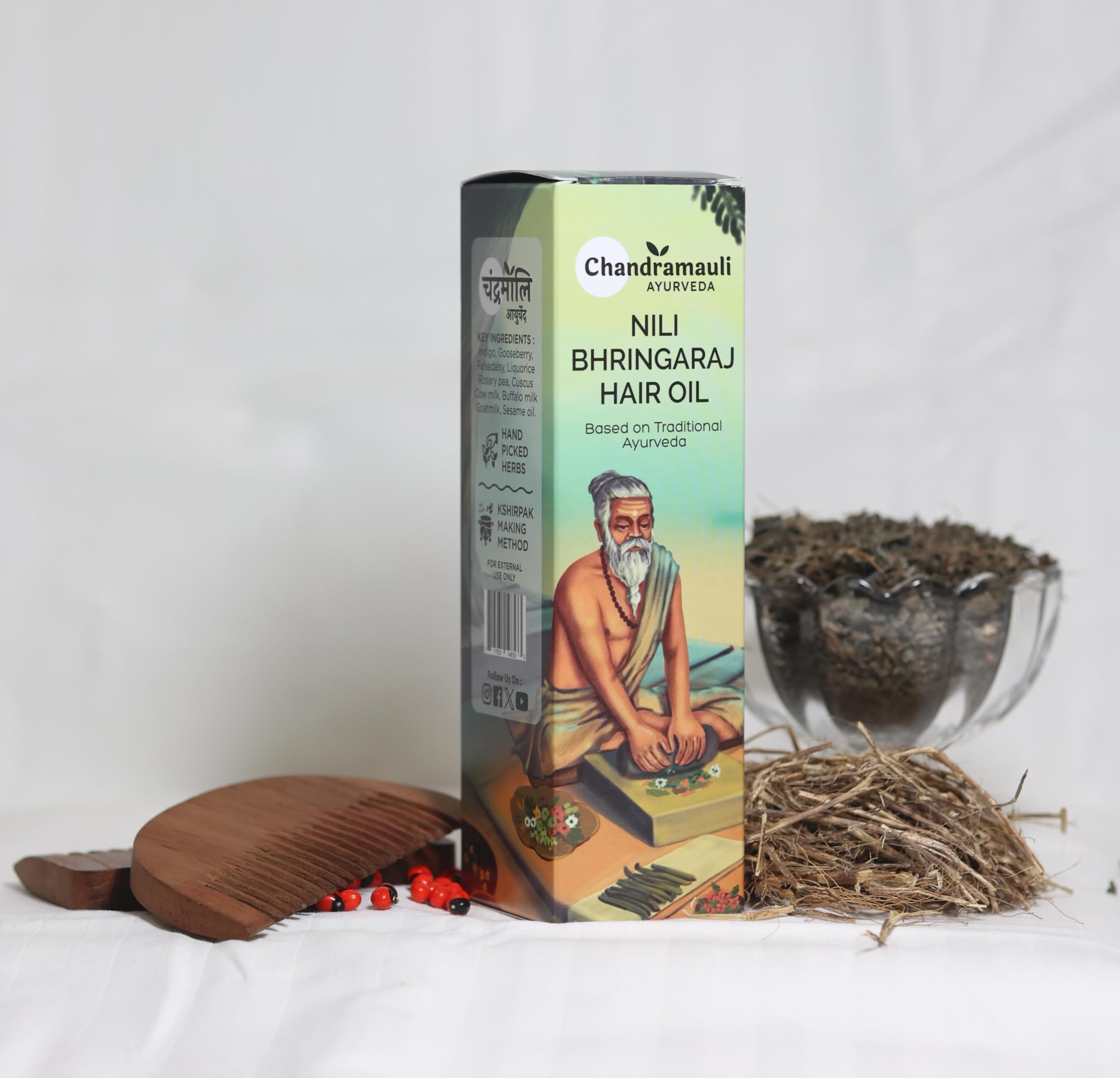 Nili Bhringaraj Hair Oil, 200 ML | Daily Hair Oil | Delays Premature Greying, Reduces Dandruff and Strengthen | Black Tila Tail Base | With Bringaraj, Neeli, Amla & More |
