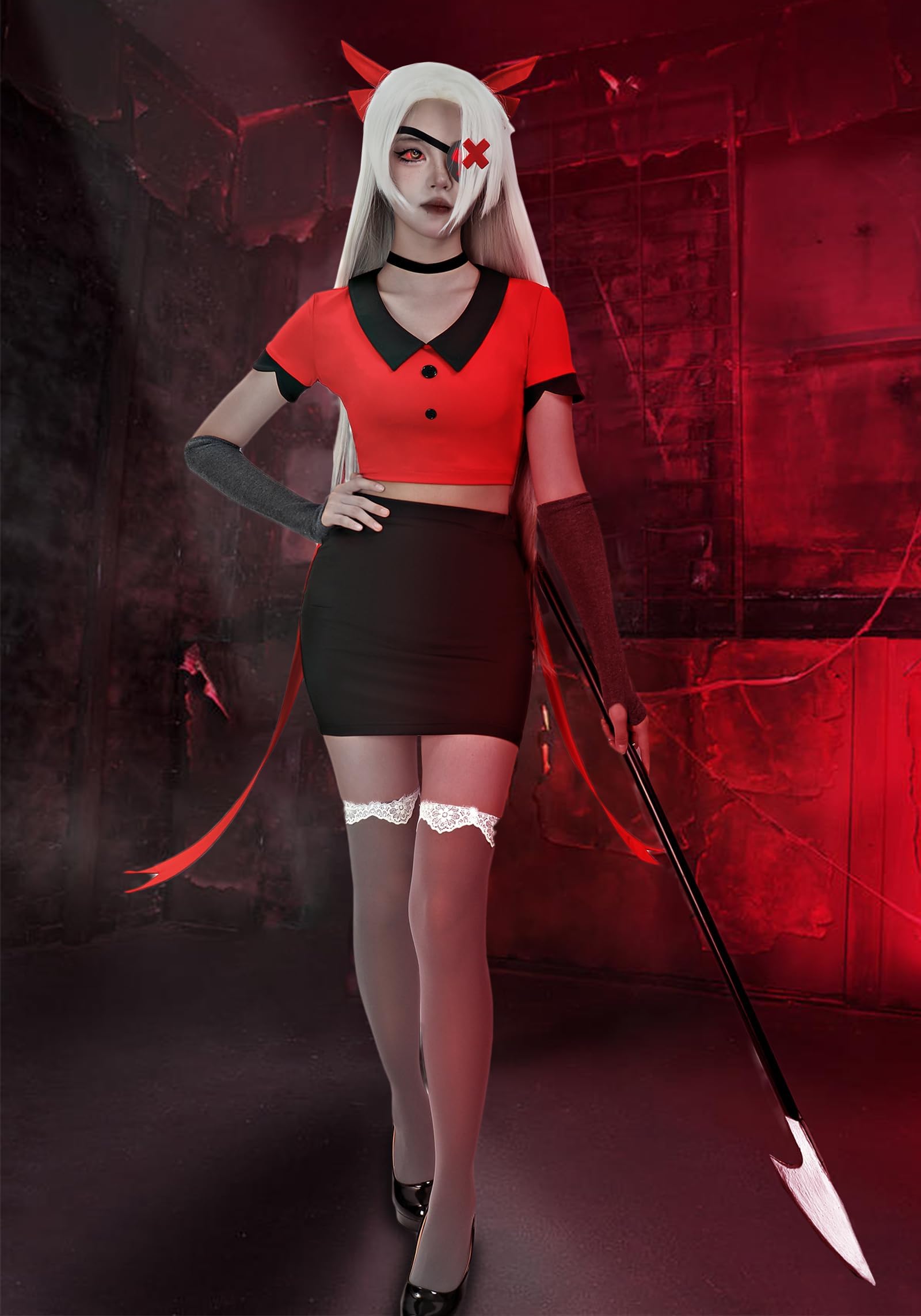 C-ZOFEK US Size Red Cosplay Costume Full Set Uniform Outfit for Women Halloween