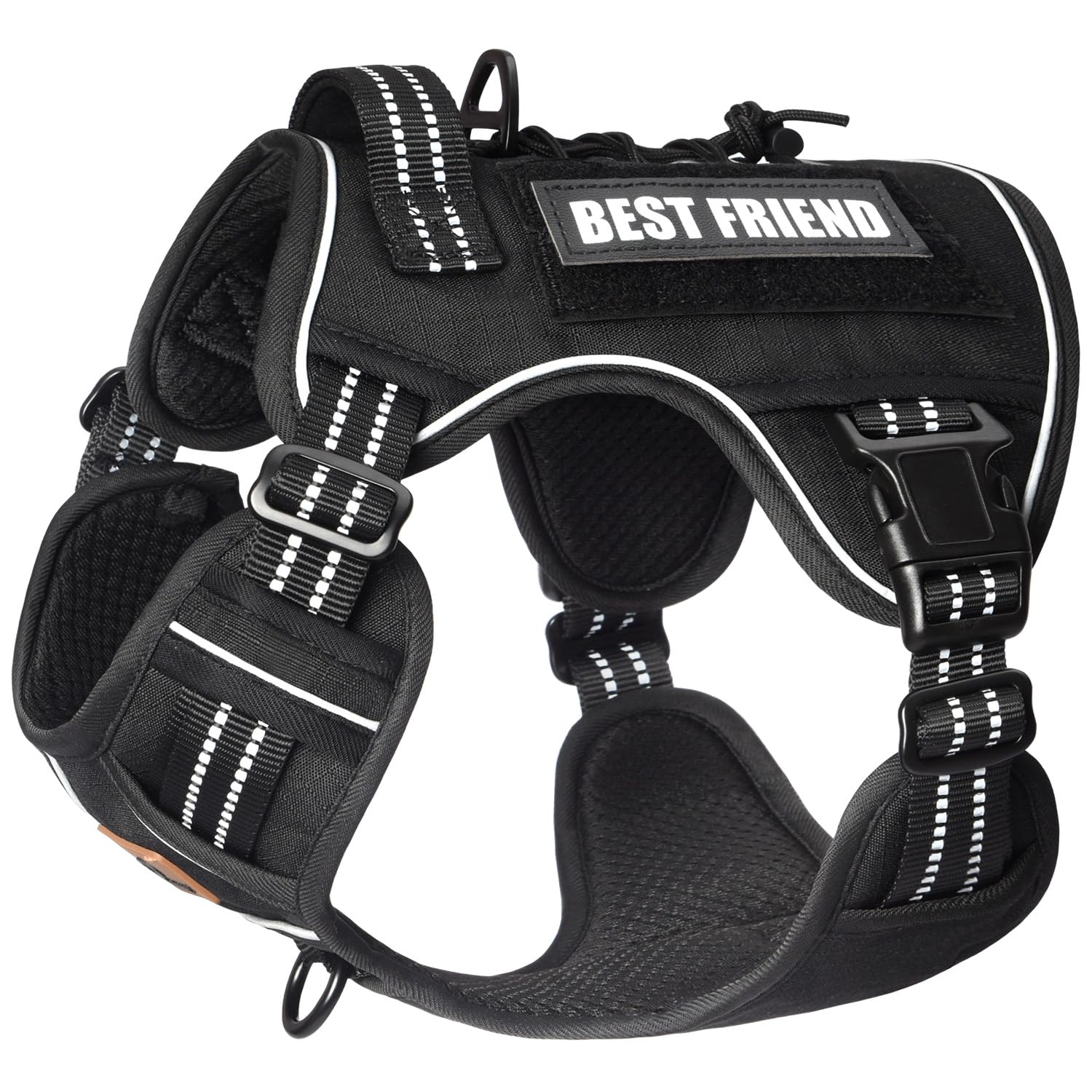 PET MARVEL Heavy Duty Dog Harness with Handle, No Pull Adjustable Outdoor Vest with Metal Buckles, MOLLE Panel & Reflective Strips for Medium Large Dogs