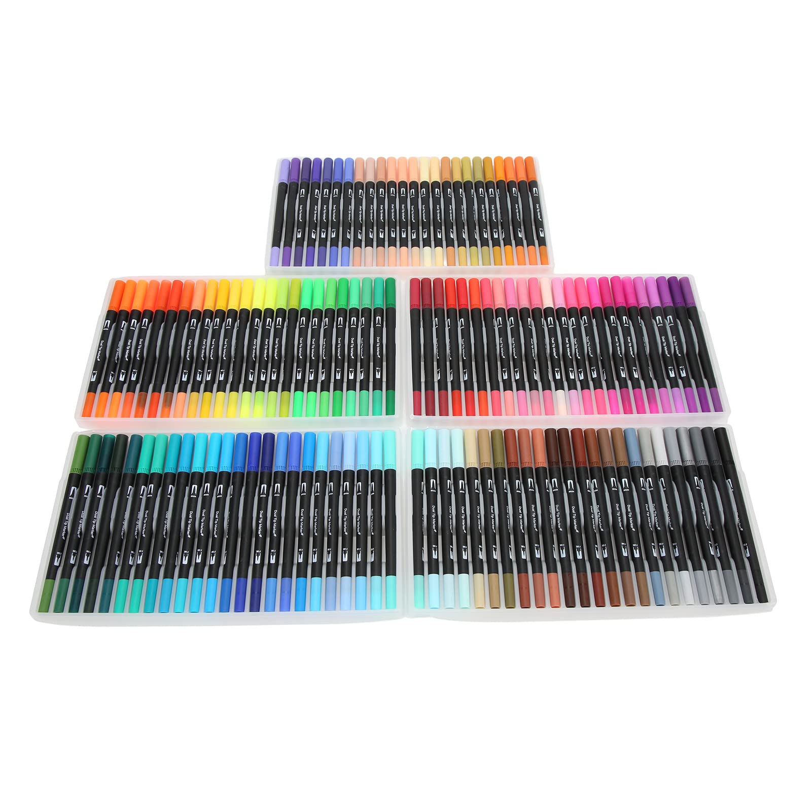 120 Farben Doppelspitzige Fineliner-Marker, Aquarell-Pinselstifte mit 0,4 mm feiner Spitze und flexiblem Pinselansatz, transparente Aufbewahrungsbox für Erwachsene und Kinder zum