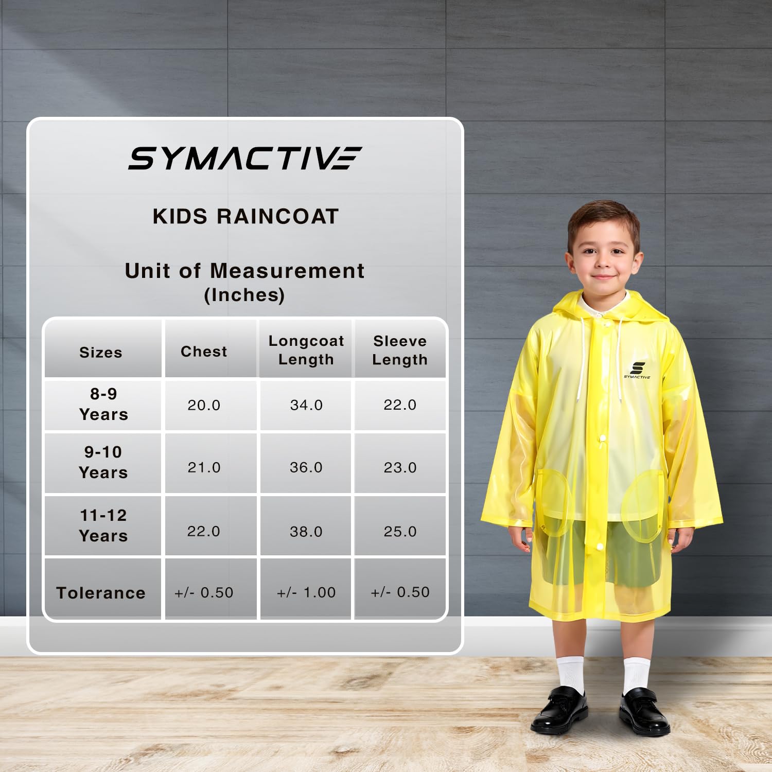 Amazon Brand – Symactive Reversible Double Layered Standard Length Hooded Raincoat with Pants for Kids (Unisex) | Waterproof | Elastic Cuffs | Age 09–10 Years | Yellow - Image 7 thumbnail