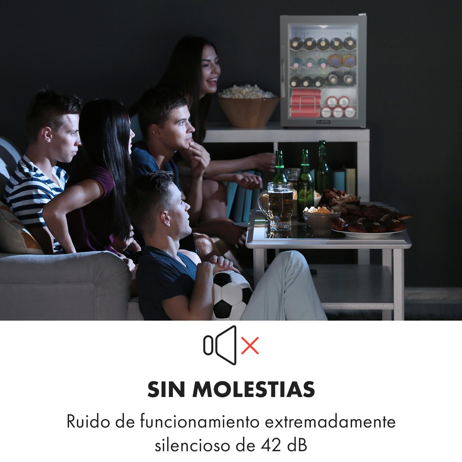 KLARSTEIN Nevera Pequeña Portatil Electrica para Bebidas, Mini Frigorifico con Estantes y Puerta de Cristal Habitaciones, 60L