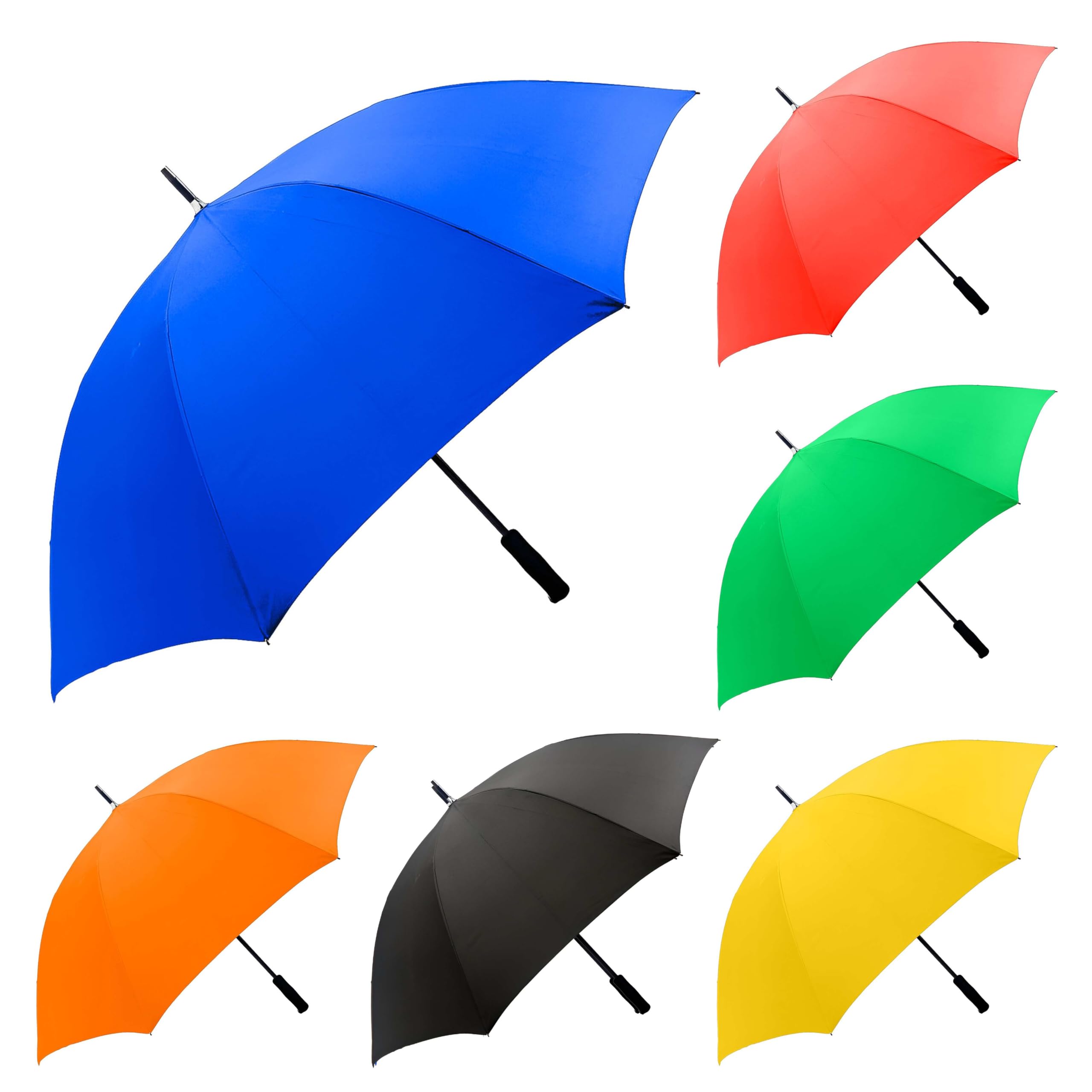 ADEPTNA Large 49” Double Ribbed Golf Umbrella Windproof and Waterproof for Men Women Classic Wooden Handle Lightweight Rain wind Sun Protection Strong Brolly (BLUE)