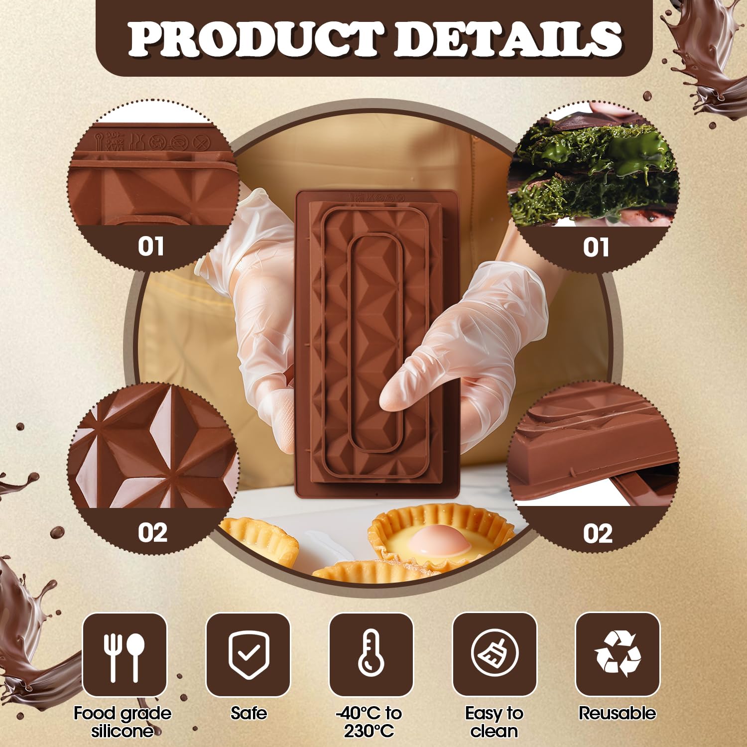 Stampo in silicone per cioccolato da 10/24 cavà Stampi per torte Stampo in silicone ecologico quadrato di alta qualà Stampo per foglie di Marijuana per caramelle fai da te  15