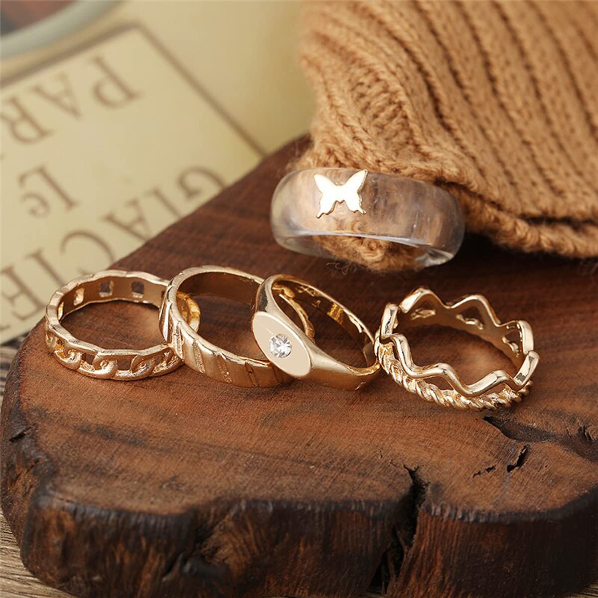 Plated-Toned Rings Set of 5
