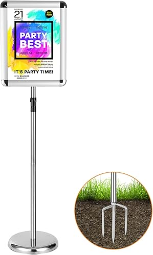 Miniatura 1 de NRONUG - Soporte para carteles con base redonda, marco abierto de aluminio para 8.5 x 11 pulgadas, soporte de letrero para exteriores con base de 3