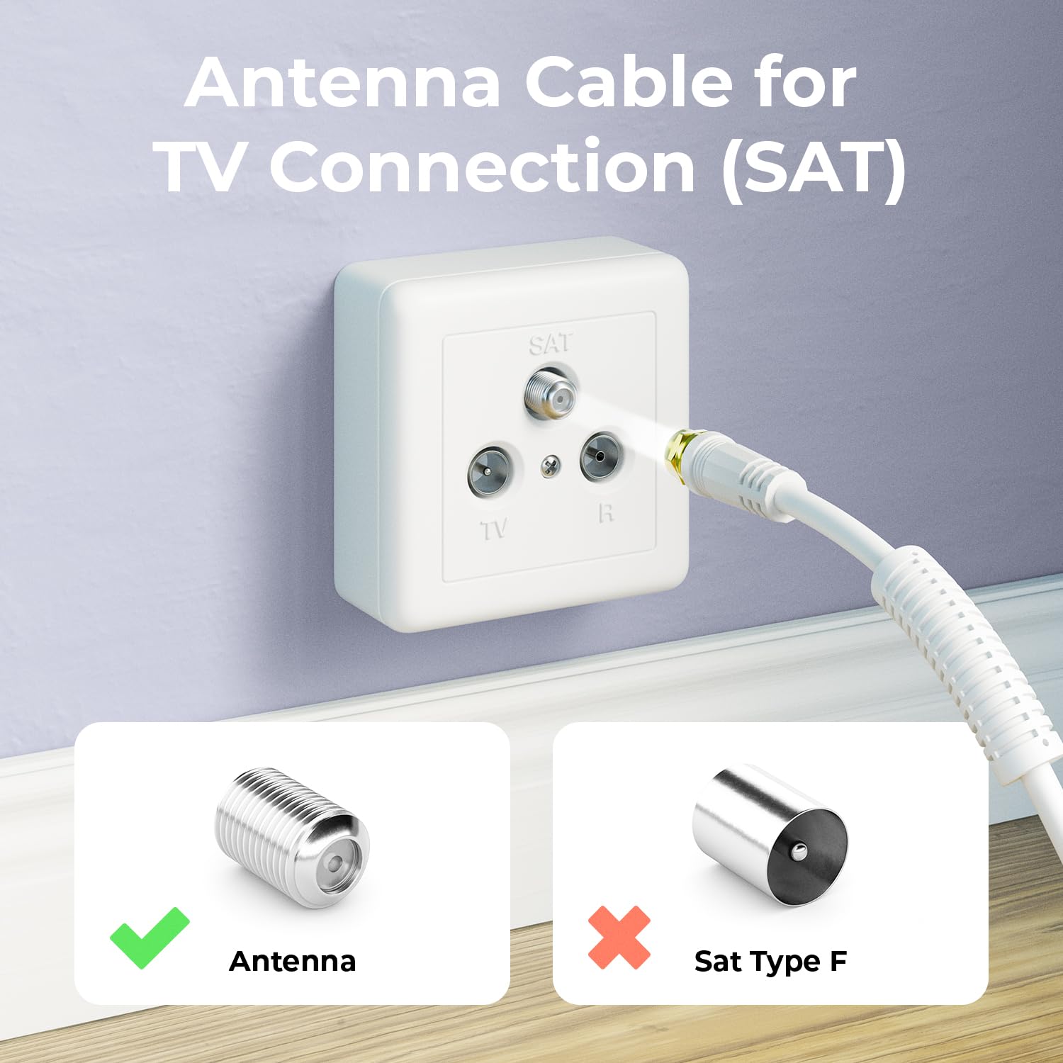 DeleyCON Cavo Satellitare Coassiale 1m - Per HDTV 4K, Connettori F Oro, Nero