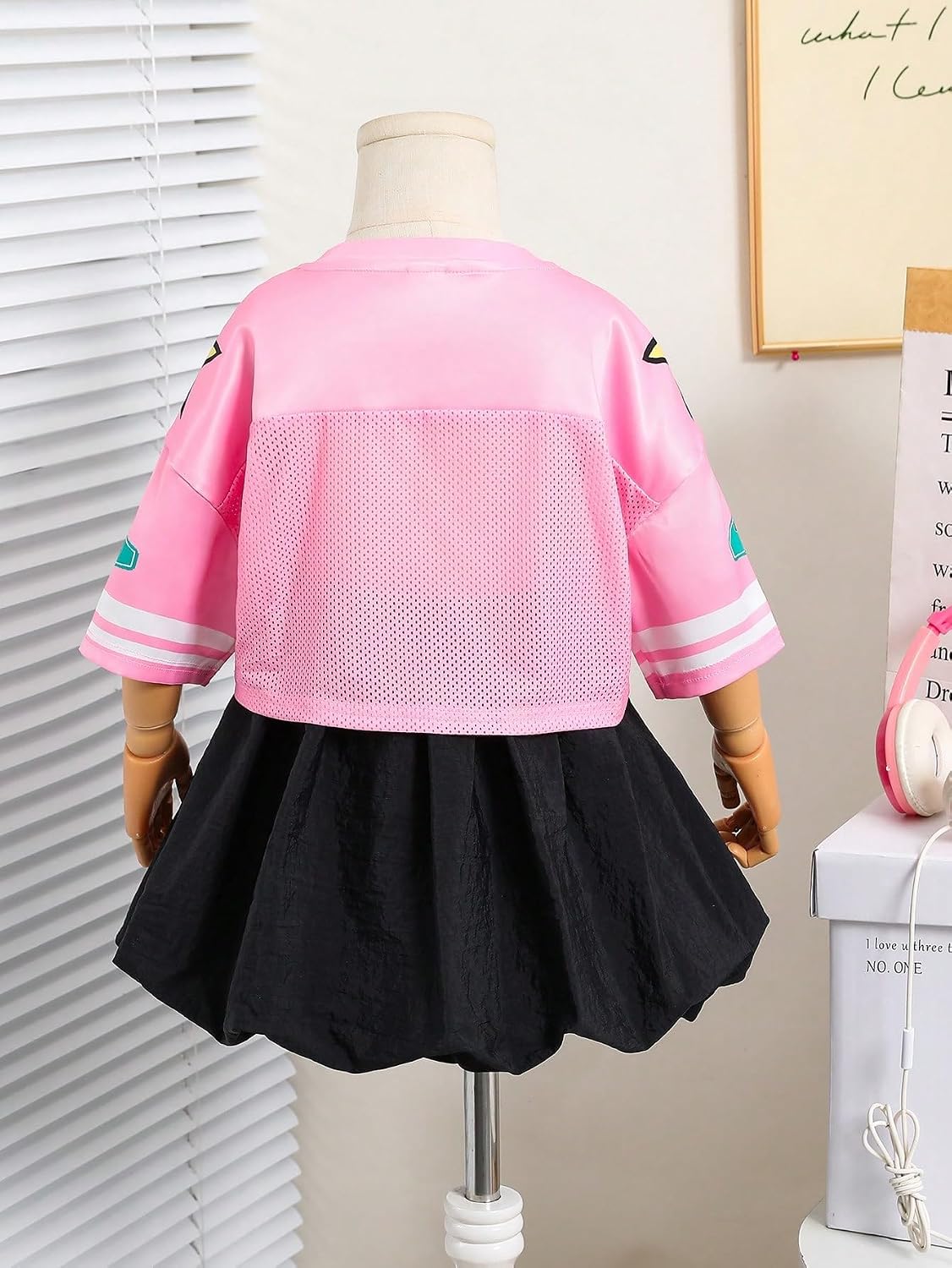 SOLY HUX Toddler Girl's Cute Clothes Kids Jersey Graphic Crop Top Mini Bubble Skirts Y2k Sports 2 Piece Outfits