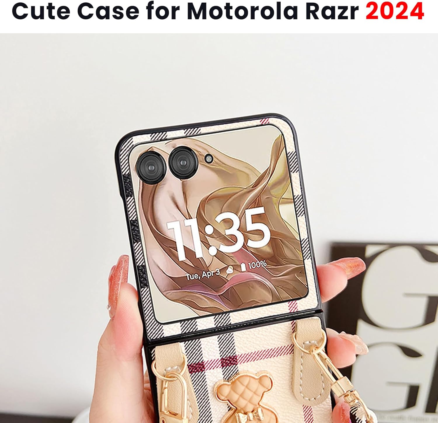 Slim Case for Motorola Razr 2026/2025/2024, Cute Moto Razr 2026/2025/2024 Case for Women Stylish Protective Non-Slip PU Leather Flip Phone Cases for Motorola Razr 2026/2025 (with Chain) Brown