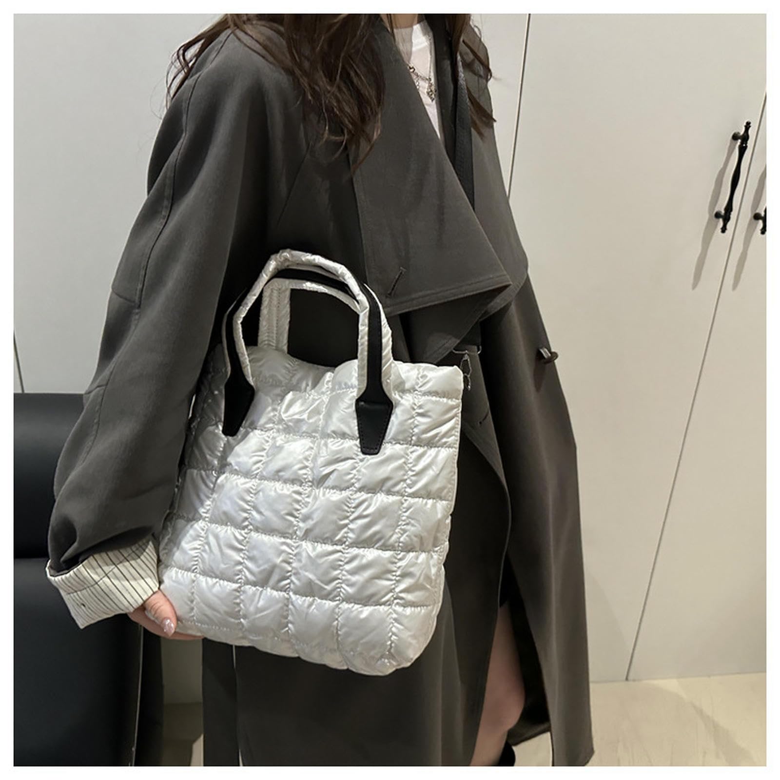 Damen Handtasche Tragbare, Mit Baumwolle Gepolsterte Tasche Großem Fassungsvermögen Für Im Herbst Und Winter, Neue Modische One-Shoulder-Crossbody-einfache Pendler-Einkaufstasche-Gold