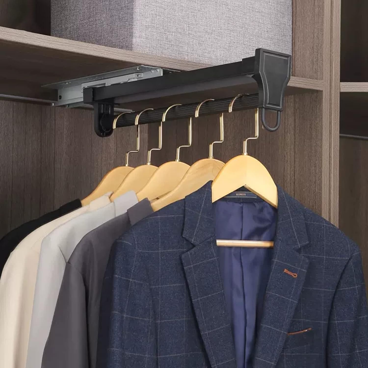 COTCLO Tringle de Penderie Coulissante Noire, Petit Rail de Penderie