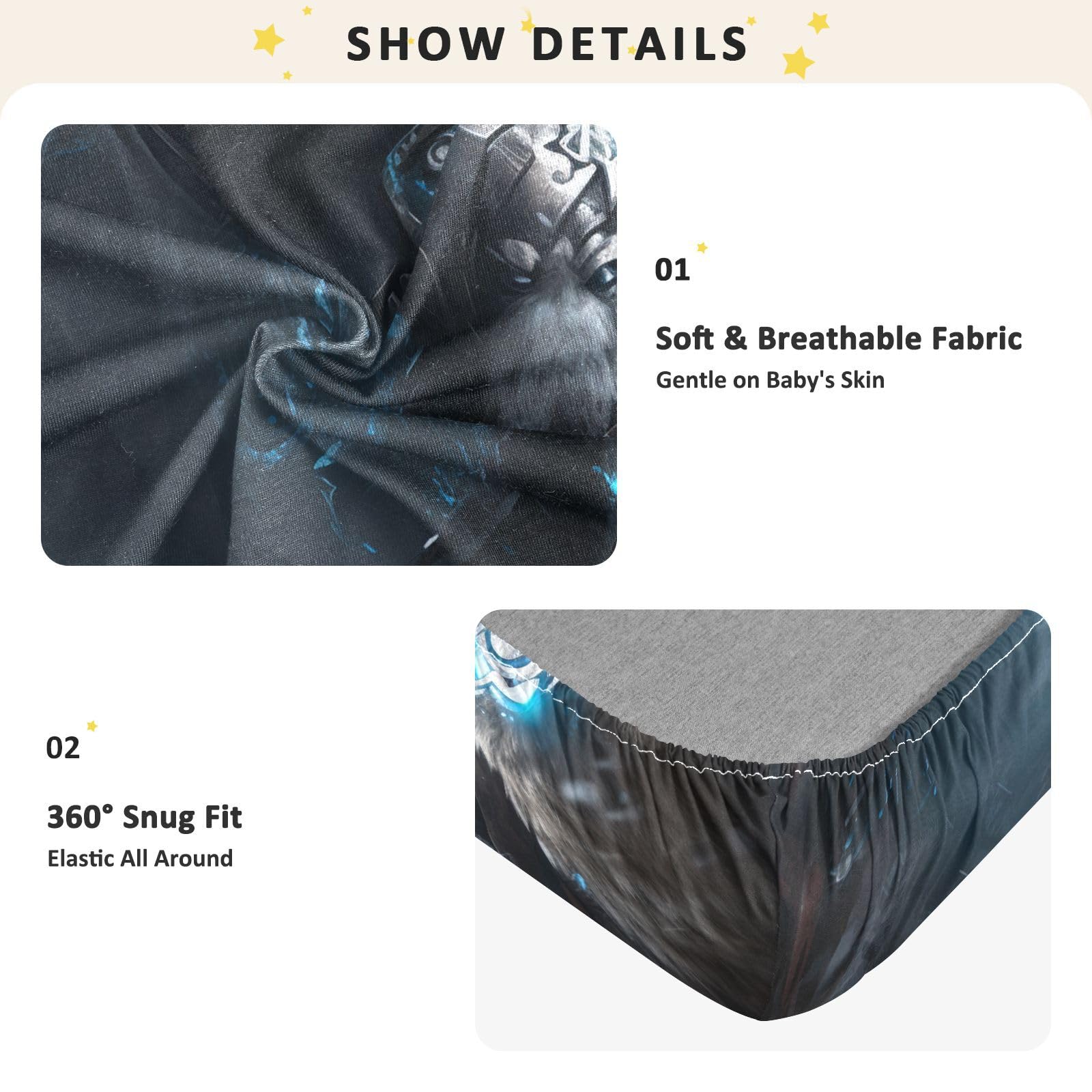 MáScara De Plata Oso Arte Azul Sábana de Cuna para Niños Pequeños,Sábanas de Algodón Suave para Bebés Aptas para Colchón Corralito
