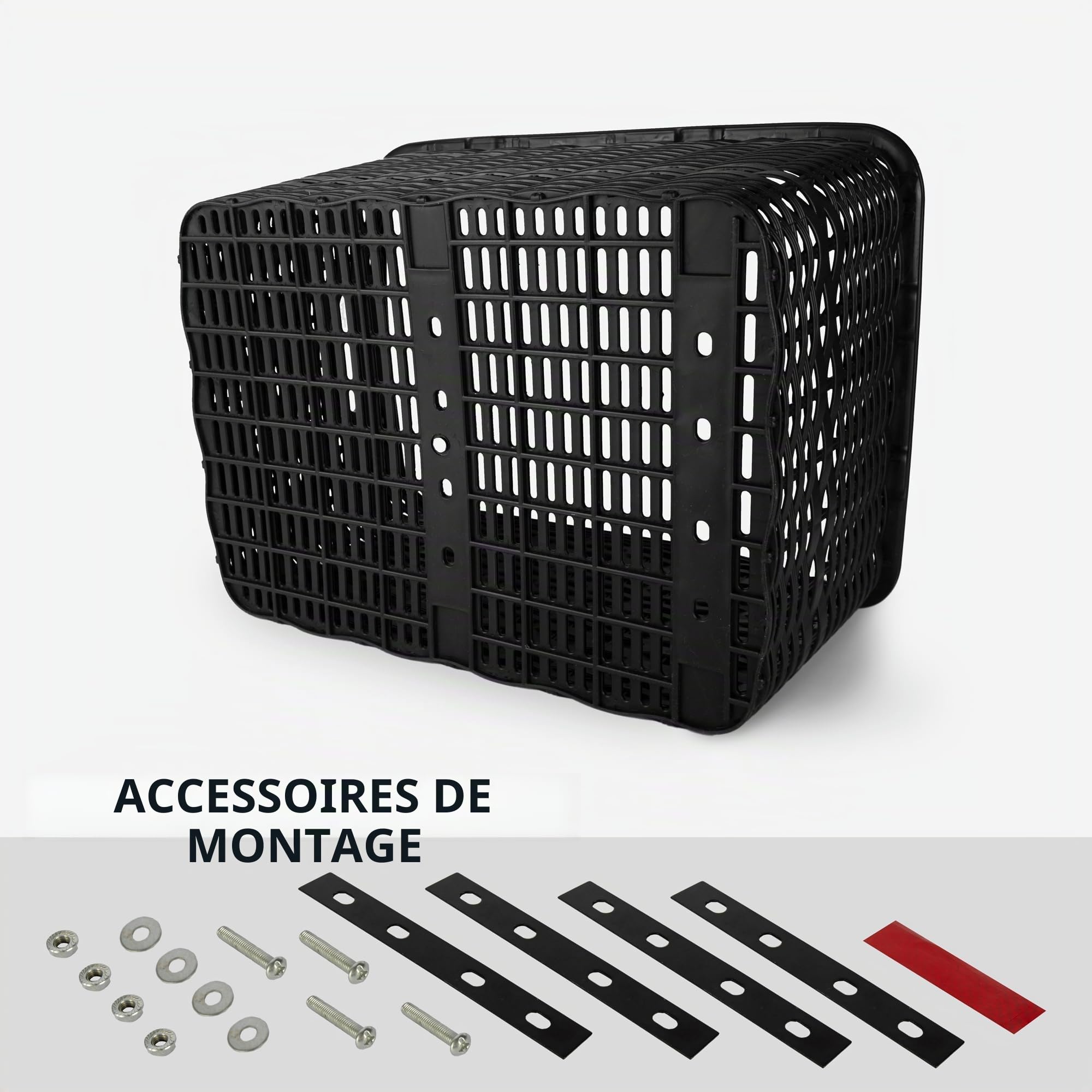 PEUZ Panier de vélo arrière unisexe de 30 l - Grand pour le transport de bagages - Filet en plastique solide - Résistant aux intempéries et à la rouille - Noir