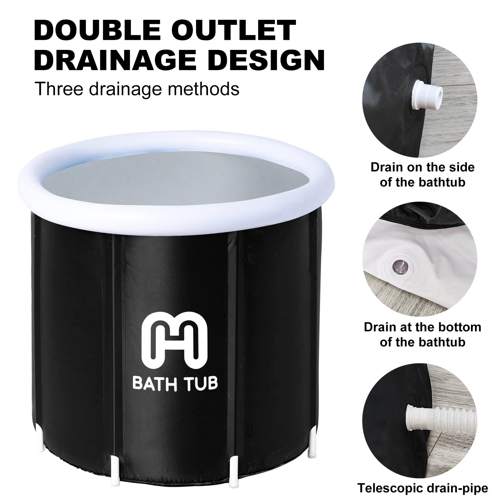 HotMax Portable Foldable Bathtub for Adults, Soaking Hot Bath Tub, Multi-layer Material SPA Tub for Shower Stall, Bathroom Freestanding Tub (31.5” x 31.5” x 29.5”)