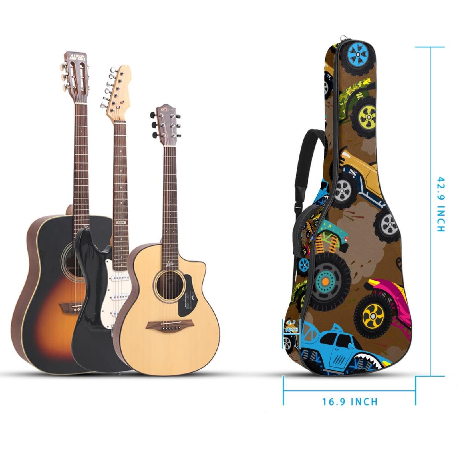 Torba na gitarę akustyczną wodoodporny plecak na gitarę grubo miękko wyściełany samochód klasyczna obudowa na gitarę, wielobarwny, 42.9x16.9x4.7 in, Organizer do torby