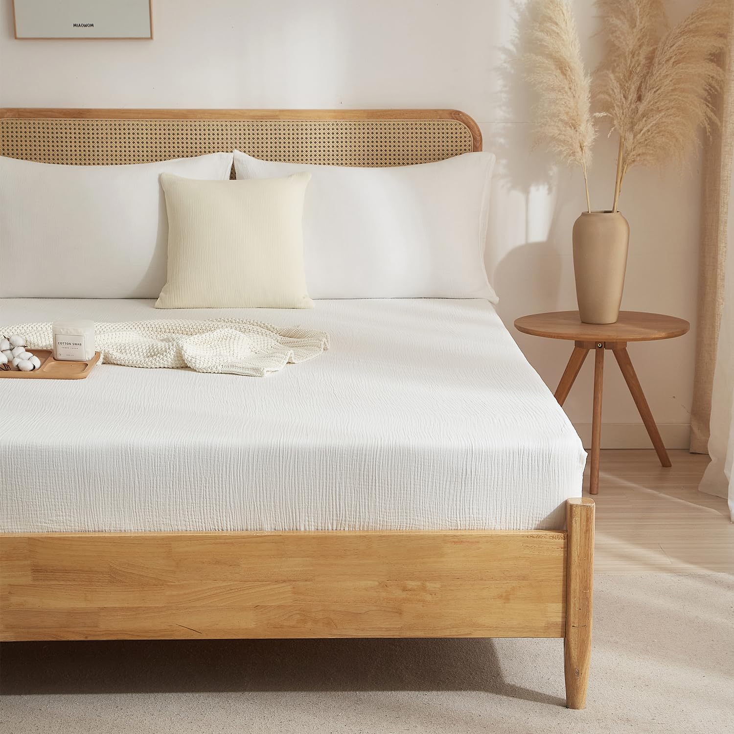 Luofanfei Bambus Lyocell Spannbettlaken 90x200cm Grün Salbeigrün Boxspringbett Frottee Topper Glänzend Bambusfaser Bettlaken Spannbetttuch 90 x 200 Uni Spannbetttücher für Hohe Matratze bis 25-30 cm