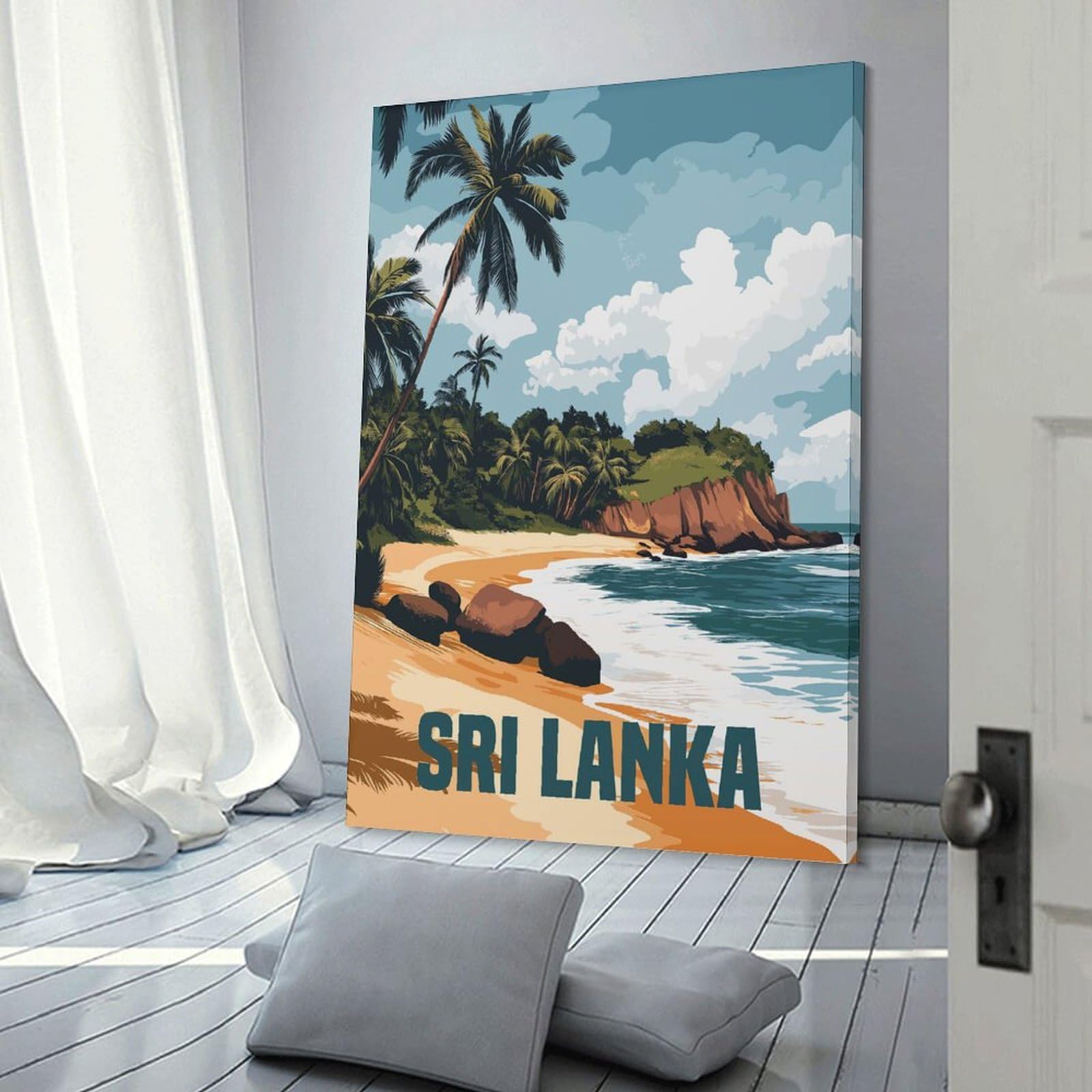 Junmoney Decorative Canvas Print Sri Lanka, 12x18inch(30x45cm), for Entrance Walls, Hall Decor Or Foyers, A Stylish Accent for Home Entrances