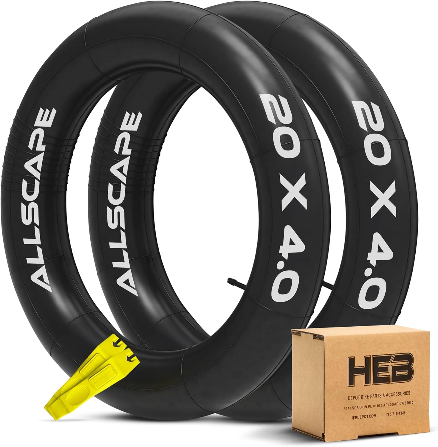 HEB – Heavy Obligation Bike Tube for Ebike Tires – Puncture Resistant Interior Tube for 20×4 / 26×4 Bike Tire, Fats Tire Tube, MTB, 20 inch x 4.0 inch and 26 inch x 4.0 inch Bike Tubes