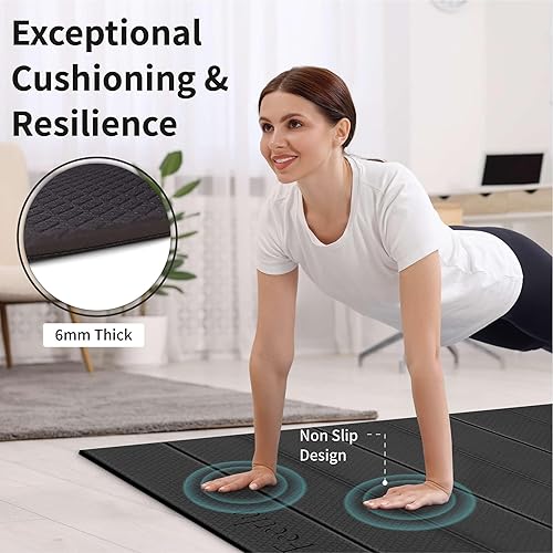 Vista 3 de Foldable Wide & Large Yoga Mat Cushioned, Compact & Easy to Store 6mm & 8mm Thick For Home, Gym, Travel, Yoga, Pilates & Floor Exercises
