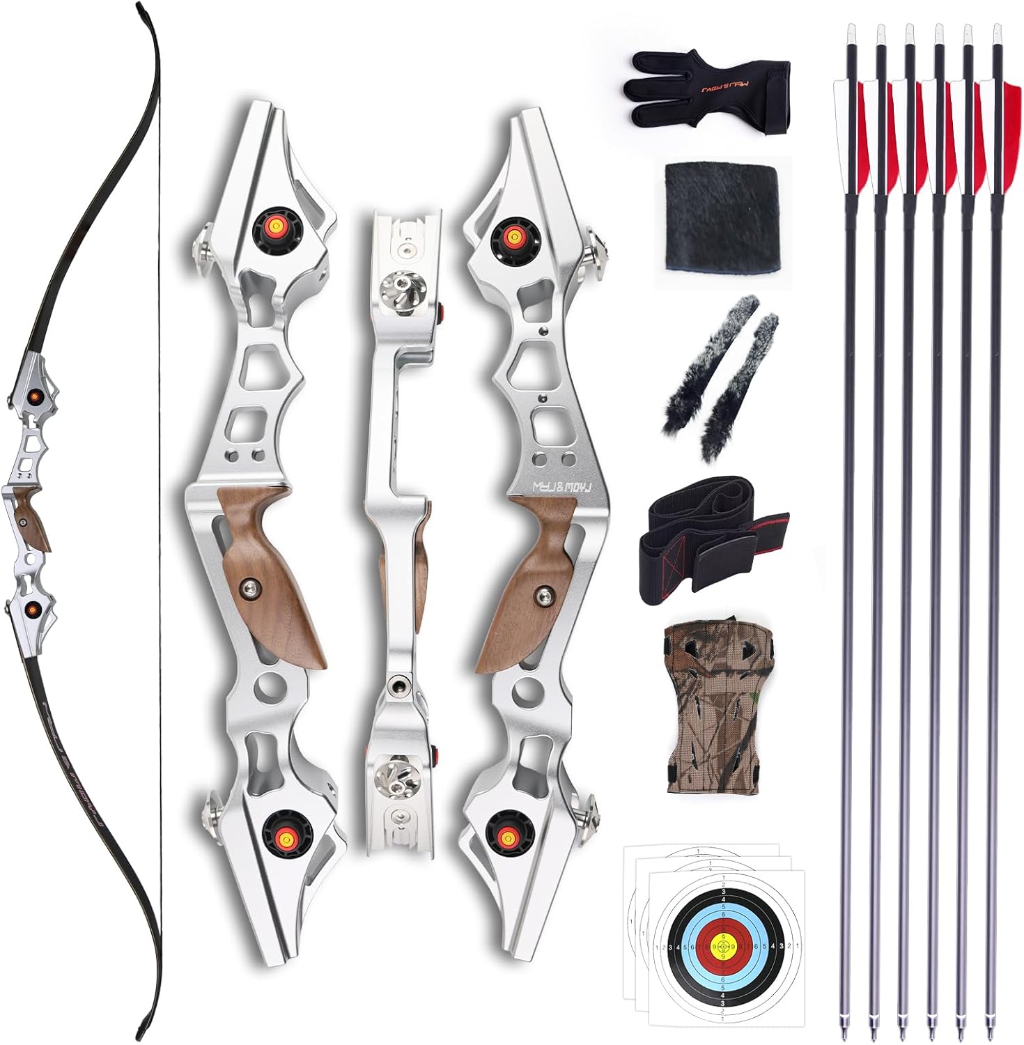 ILF Recurve Bow 58'' Recurve Bows for Adults 35-55lb Optional Pounds CNC Machining, 3K Fiberglass Maple Recurve Bow Limbs