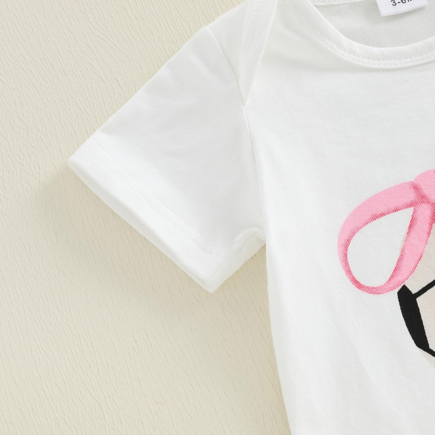 Newborn Baby Girl Soccer Outfit Soccer Bow Short Sleeve Bubble Romper Bell Bottom Pants Headband Set Summer Clothes - Image 5