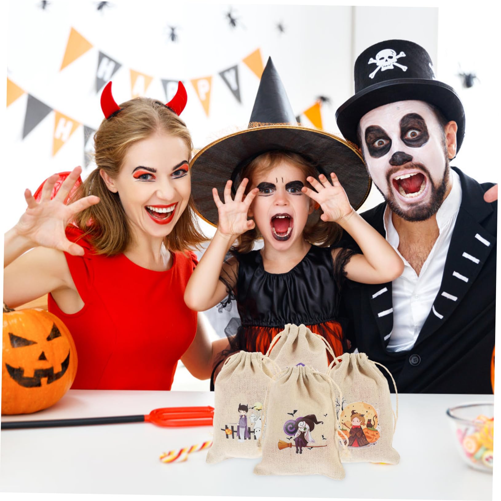 SOLUSTRE 200stücke Halloween Geschenktüten Baumwolle Praktische Zugverschlussbeutel Für Süßigkeiten Und Partybedarf Wiederverwendbar Und Vielseitig Einsetzbar Für Jahreszeiten