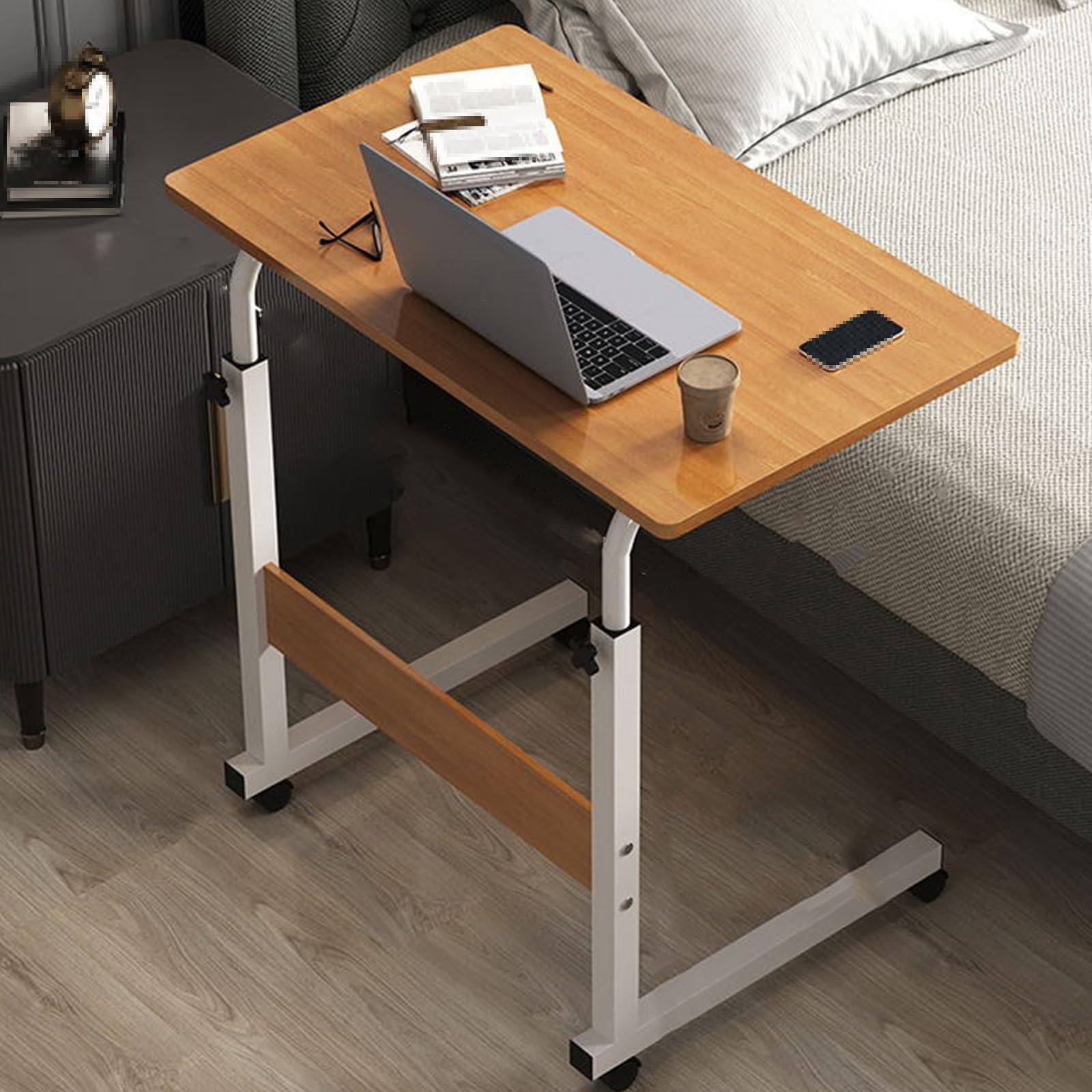 Mesa de Sala de conferenciasMesa de conferencias de Madera y Acero, Escritorio de computadora Moderno y Sencillo, Mesa elevadora Junto a la Cama, Adecuada para Dormitorio, Sala de
