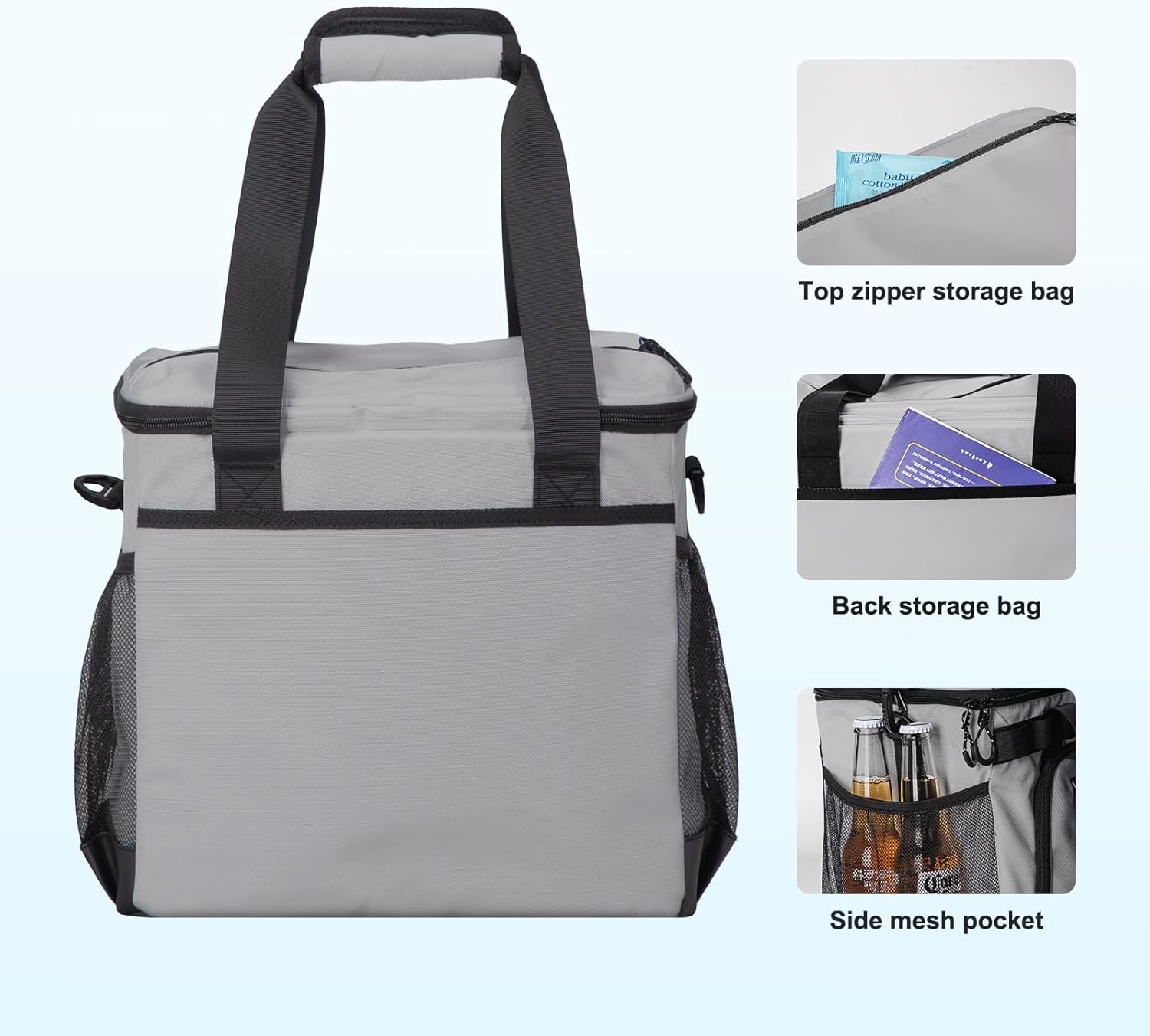 Soft Travel Coolers Bags Insulated Cooling 16hour for Camping Hiking Beach Travel Soft Sided Insulated Cooler Bag 20/48Cans for Women Men