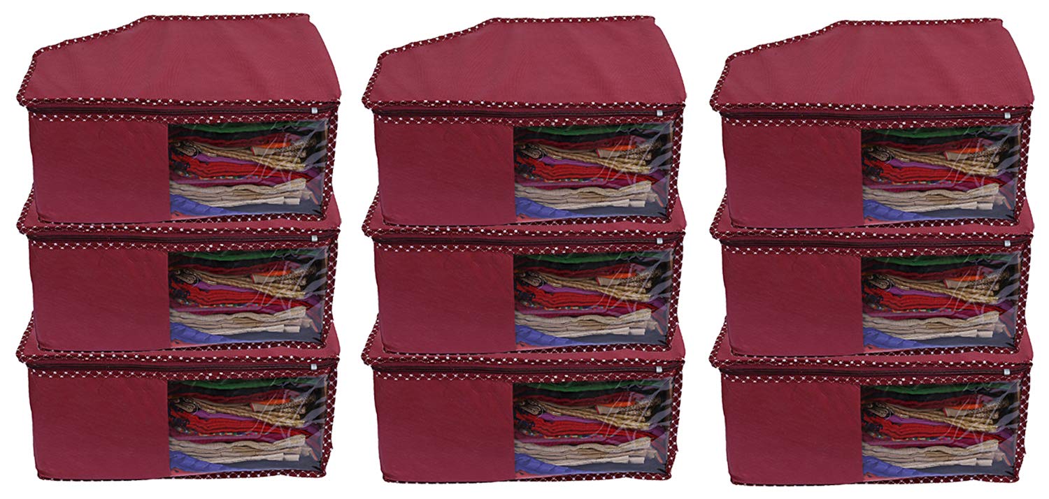 Kuber Industries 9-teiliges Blusenüberzug-Set, nicht gewebt, Kastanienbraun