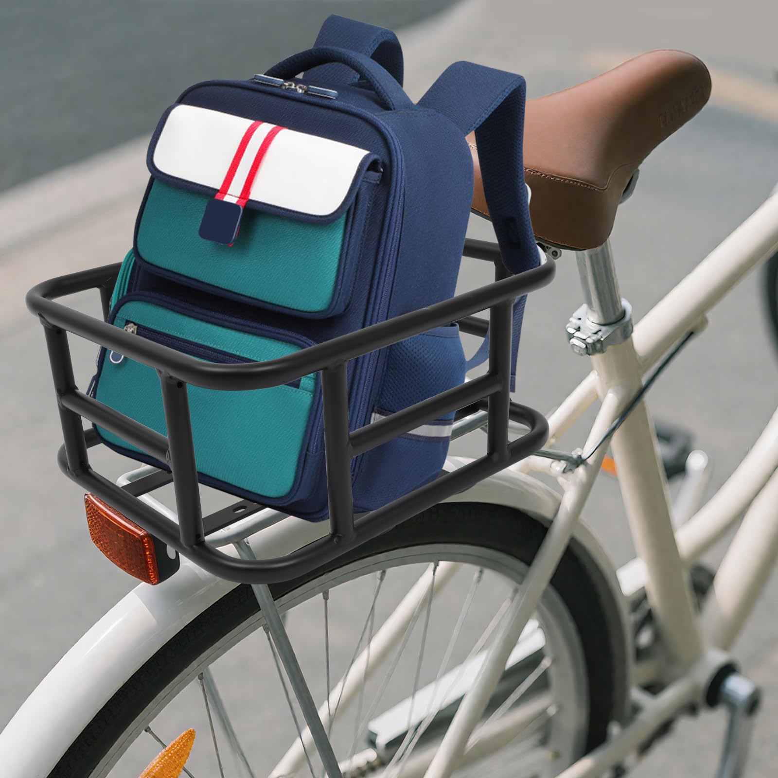 Panier de vélo arrière noir, capacité de charge jusqu'à 20 kg, en fer, porte-bagages avec filet pour vélo