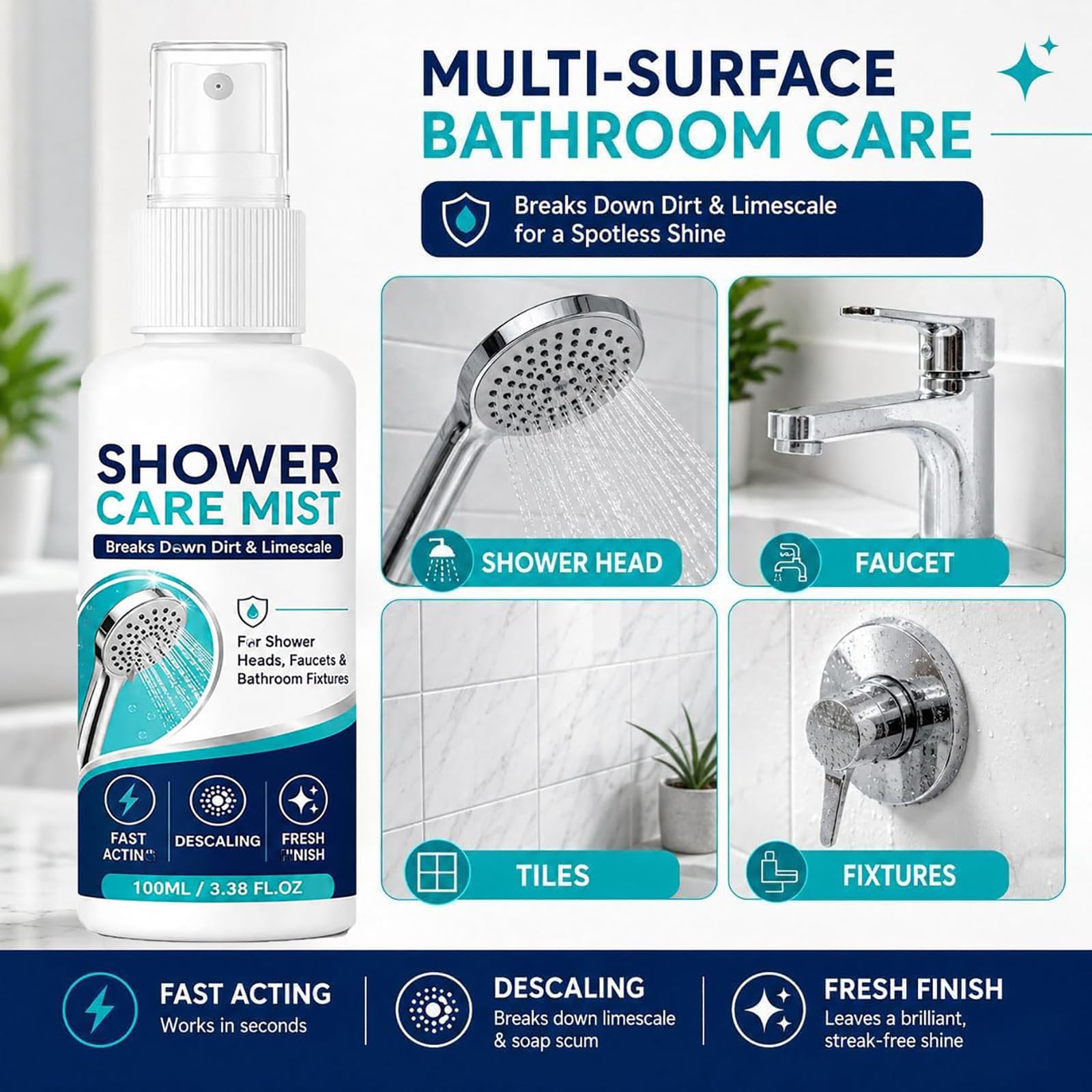 Spray anticalcare a rapida azione per doccia (3pcs)