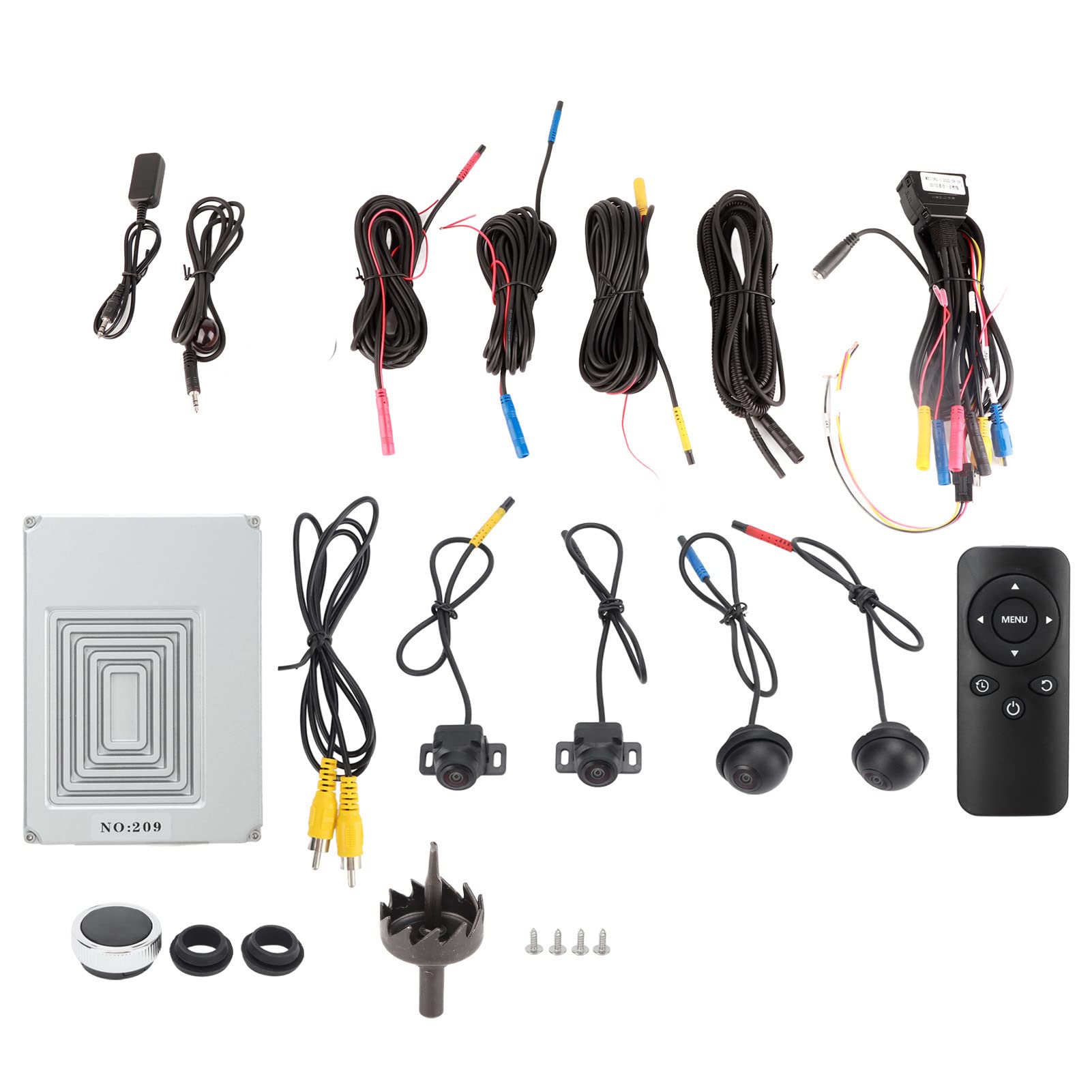 Tbest 360-Grad-Surround-View-System, Rückfahrkamera, Rückwärtsparken, 4-Kanal-DVR, HD, 1280 X 720 P, 170 Weitwinkel, wasserdichte Nachtsicht mit 2D und 3D für Universelle Autos