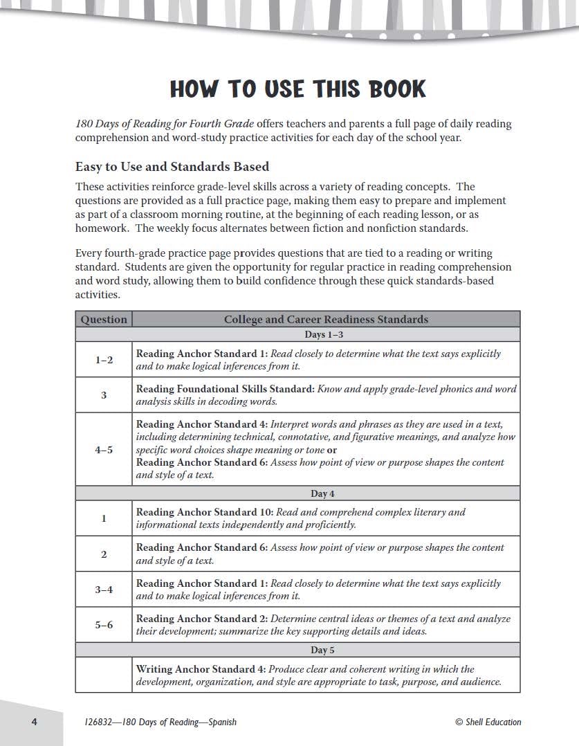 180 Days(tm): Reading for 4th Grade Spanish Practice Workbook for Classroom and Home, Cool and Fun Practice Created by Teachers (180 Days of Practice) (Spanish Edition) - Image 3